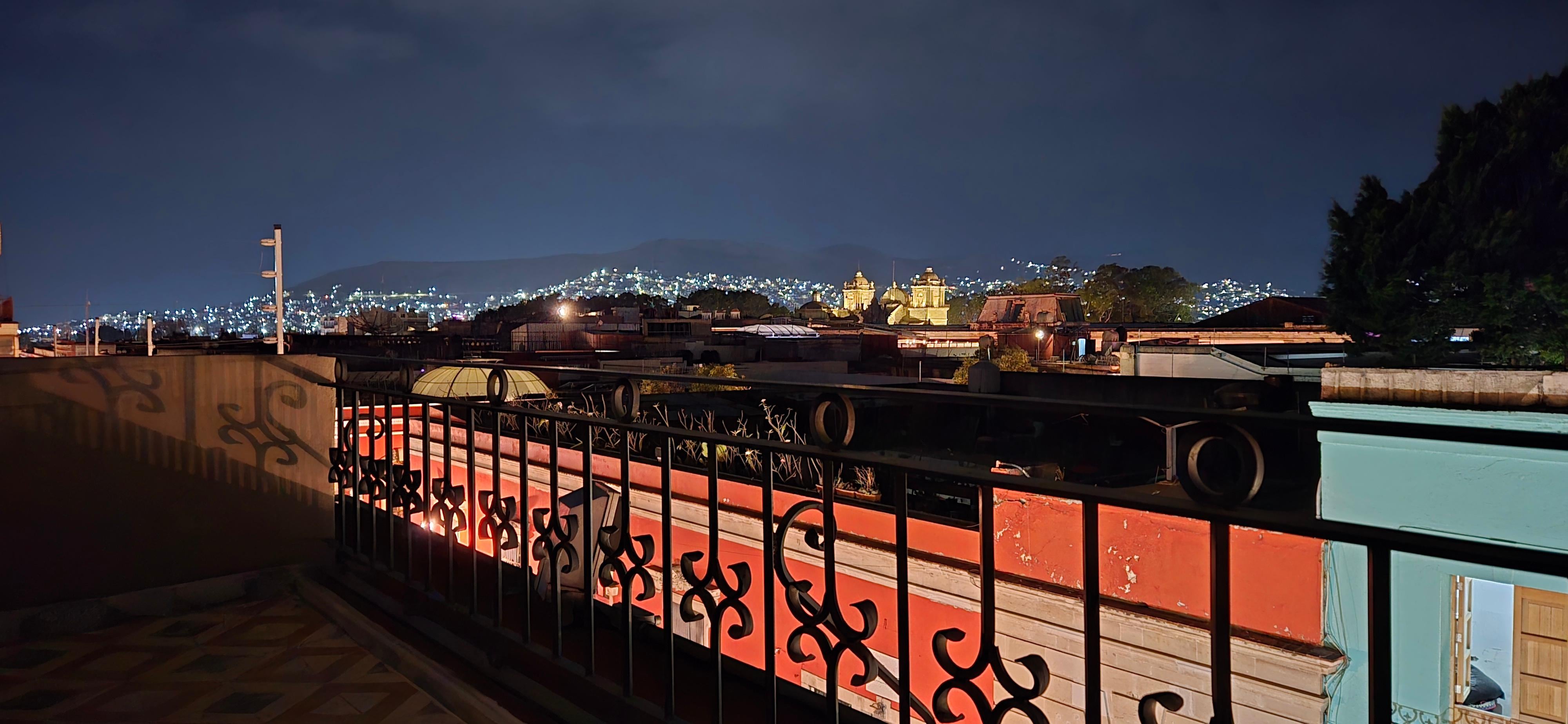 Another view from the balcony at night.