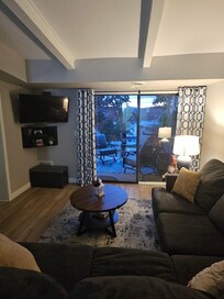 Sofa table behind sectional is only place to sit and eat. Couch is comfy. All good!