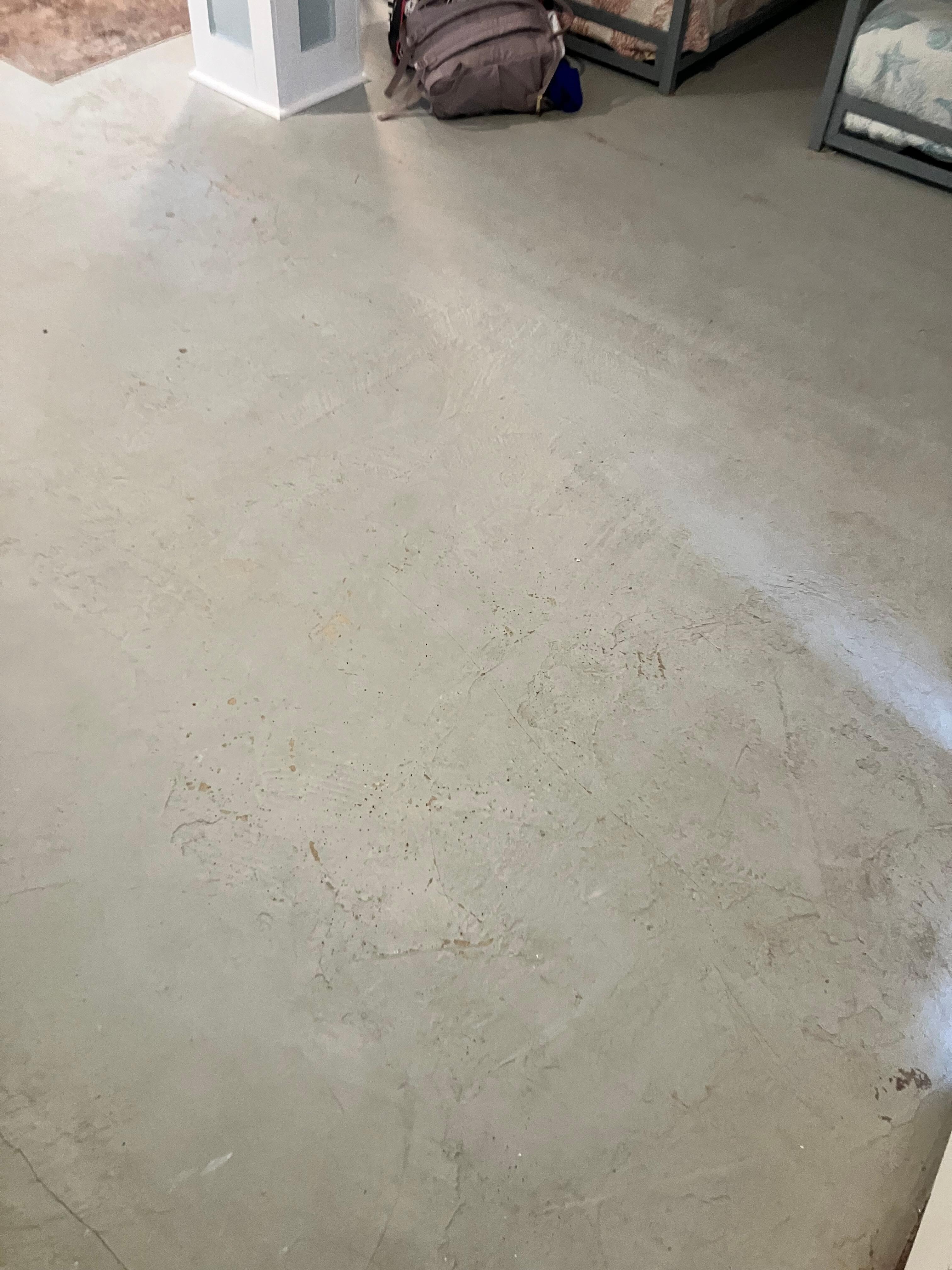 Concrete floor downstairs, no flooring!
