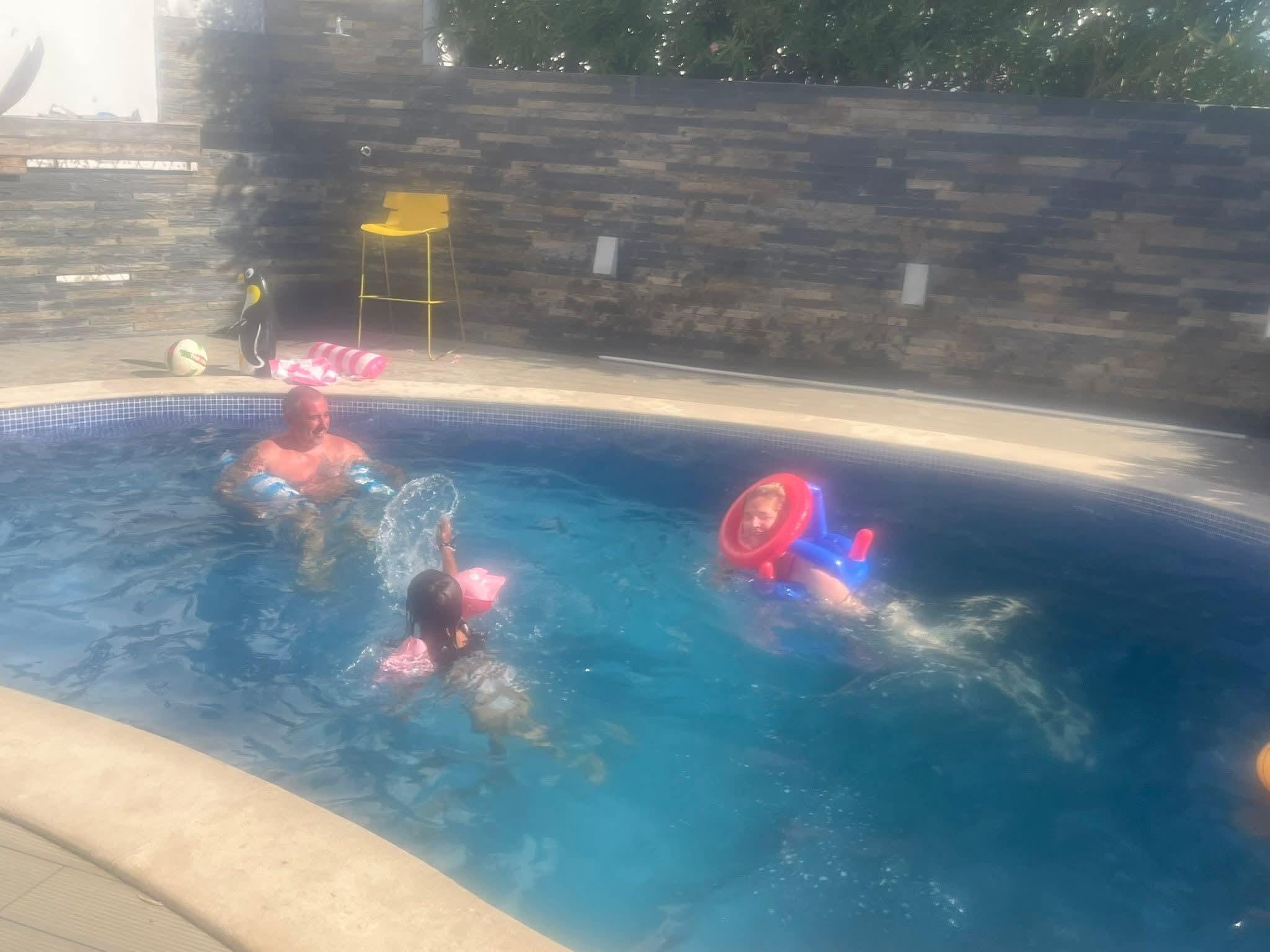 Family fun in the pool. 