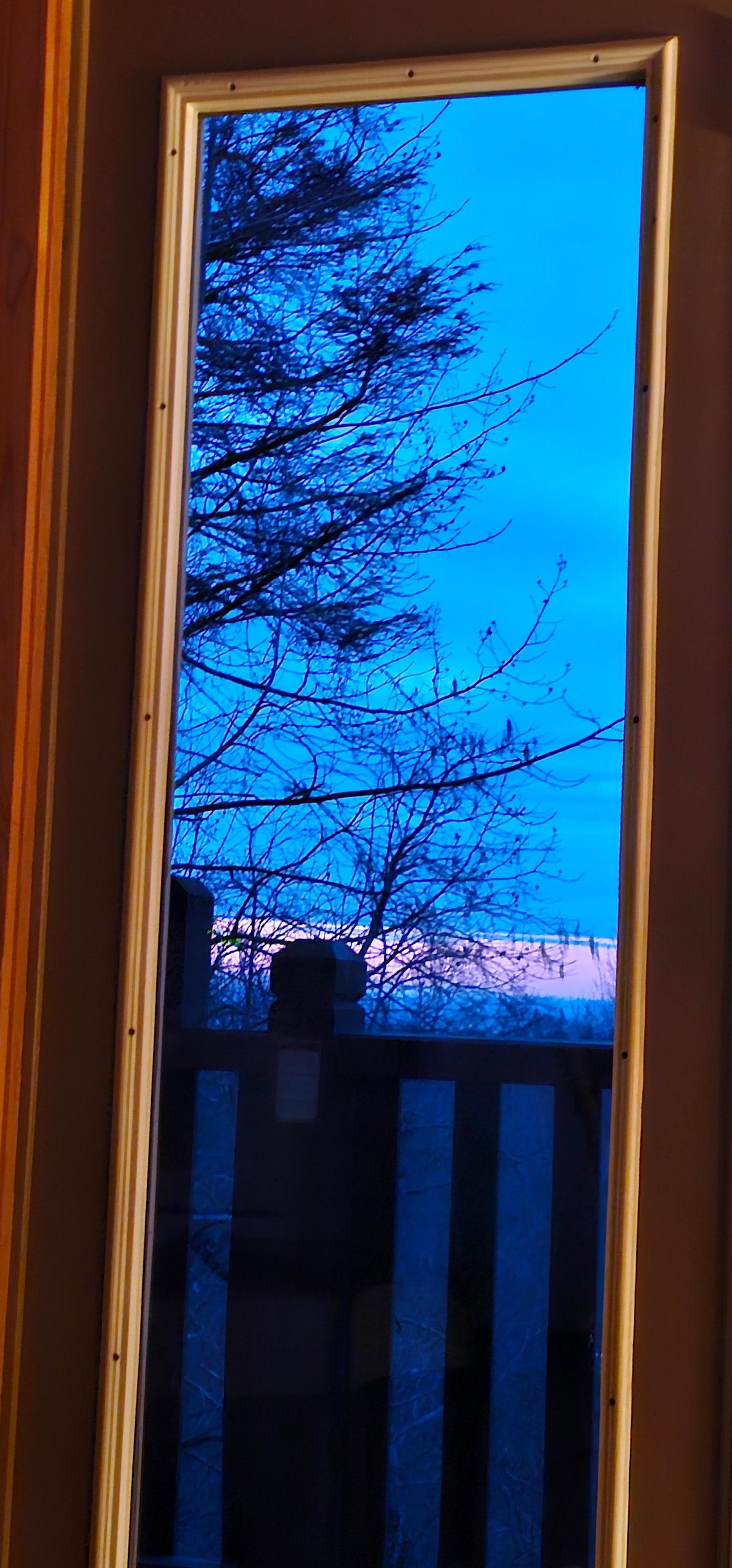 View from couch at sunset
