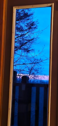 View from couch at sunset