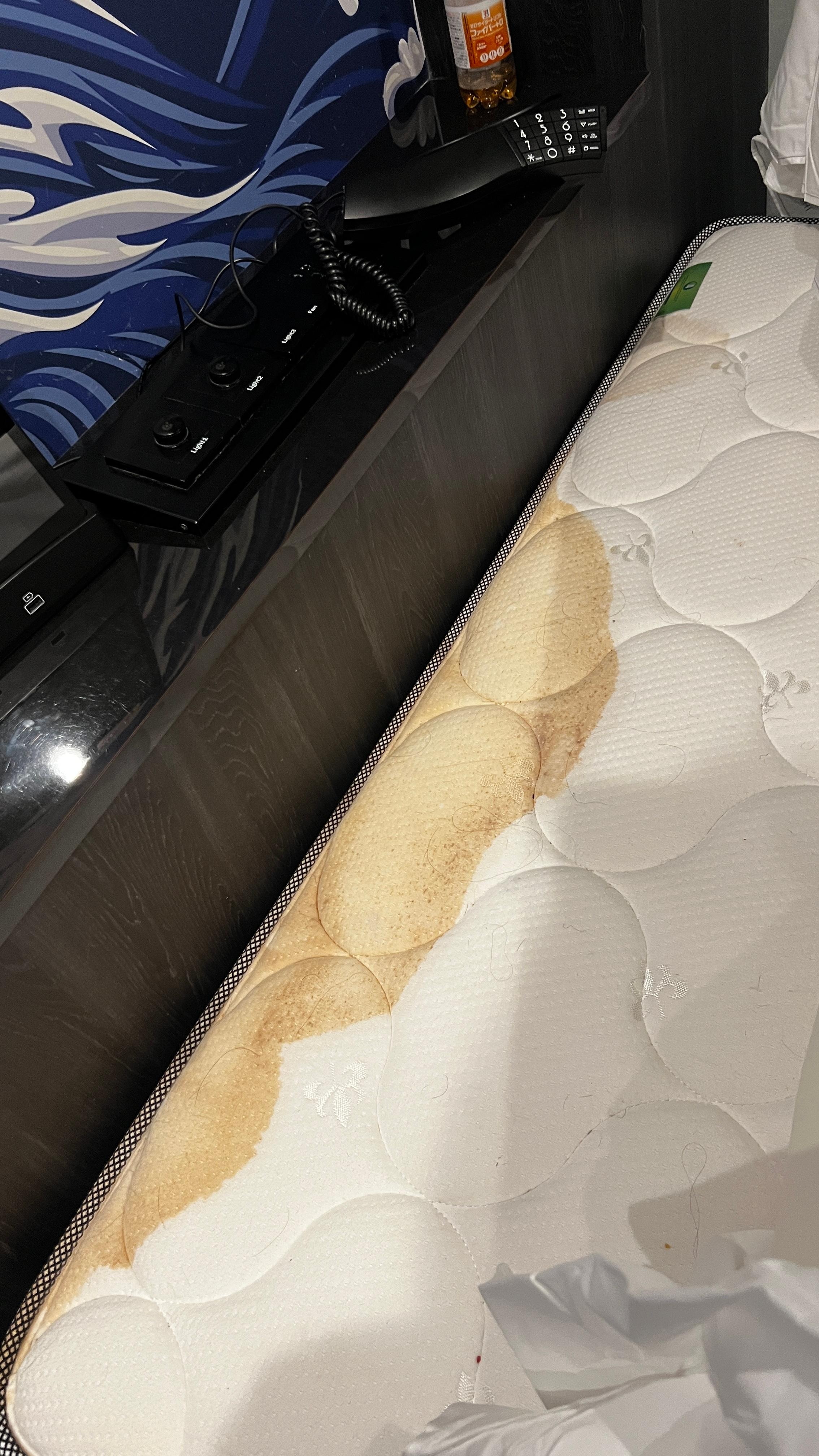 Mystery stain on the mattress.