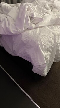 Bed on right came all the way to end but couldn’t be tucked in more since removing blanket.