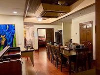 The bedroom was cozy and the bed was super comfortable.