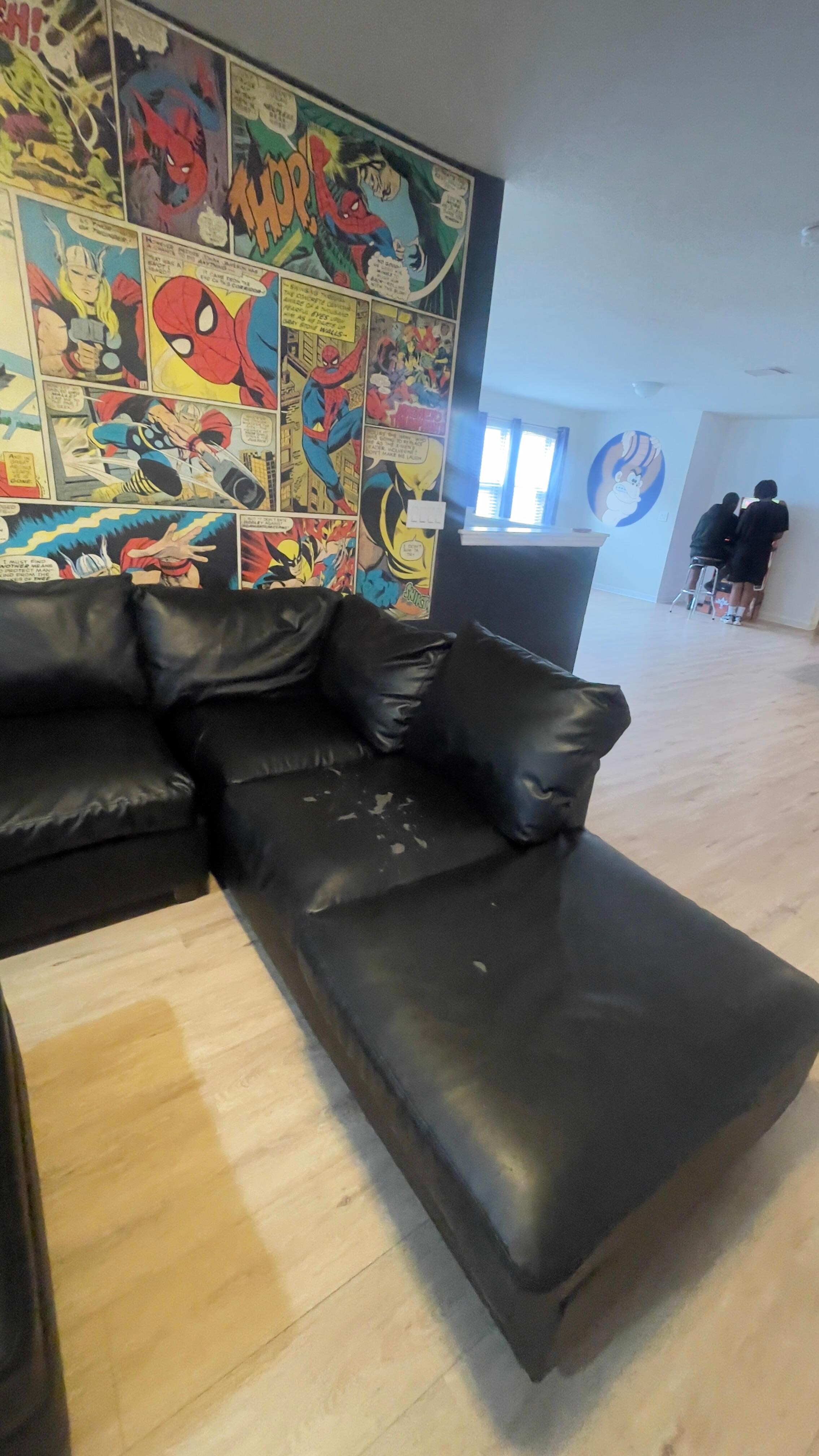 Cheap couch material was peeling off 