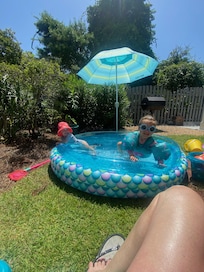 Bought a cheap pool for the dogs but the grandkids ended up using it. Note: it wasn't there long and did not kill the grass.