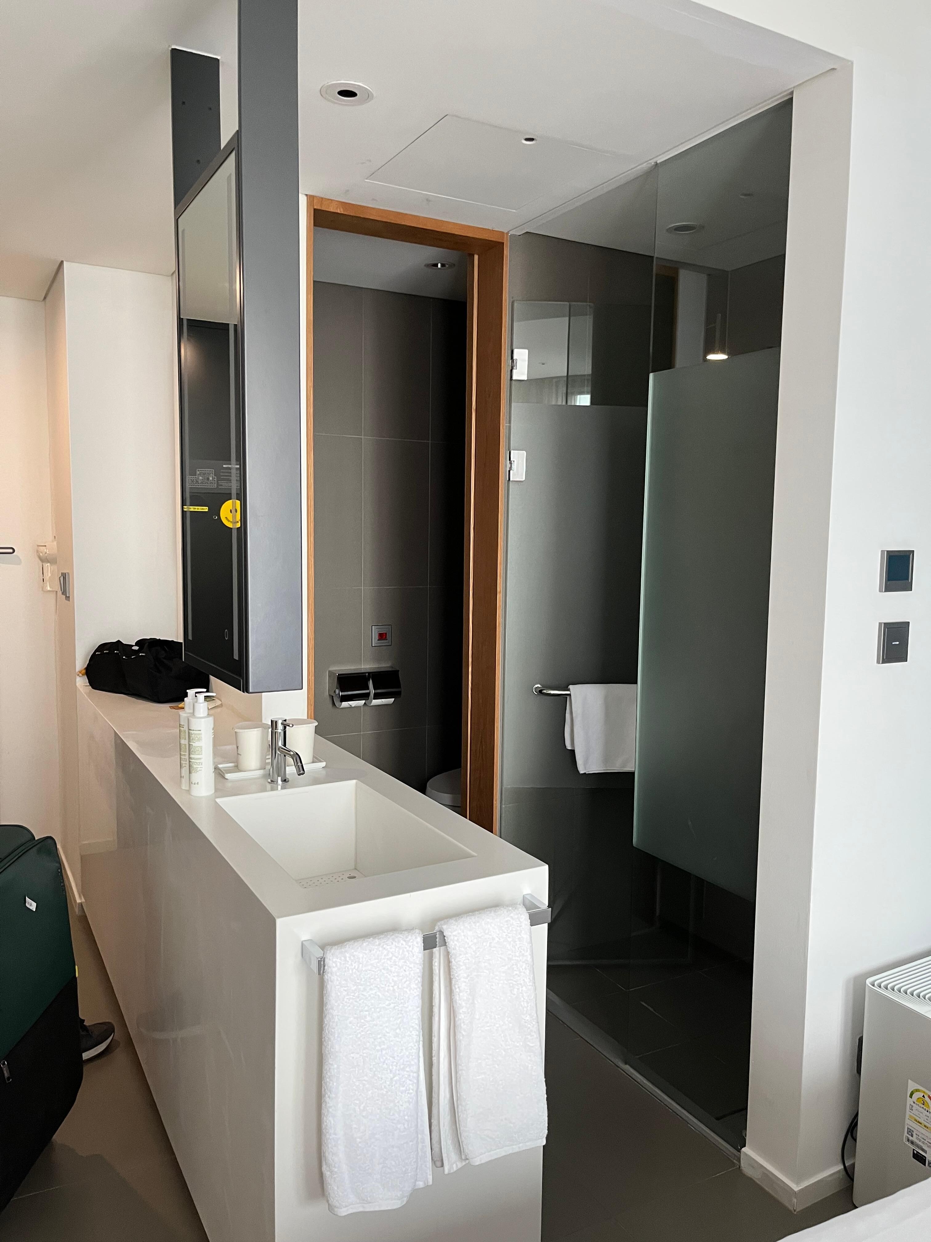 This kind of bathroom may only suitable for one person or couple. 
