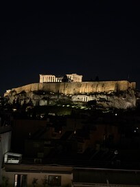 Night time view from rooftop bar/restaurant