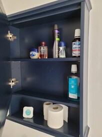 Used toiletries in cupboards
Air fresheners in many places including the bathroom cupboard