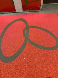 Debris on the carpet at the 5th elevator. It was present for all three days of my stay. Evidence of poor maintenance and no supervision!