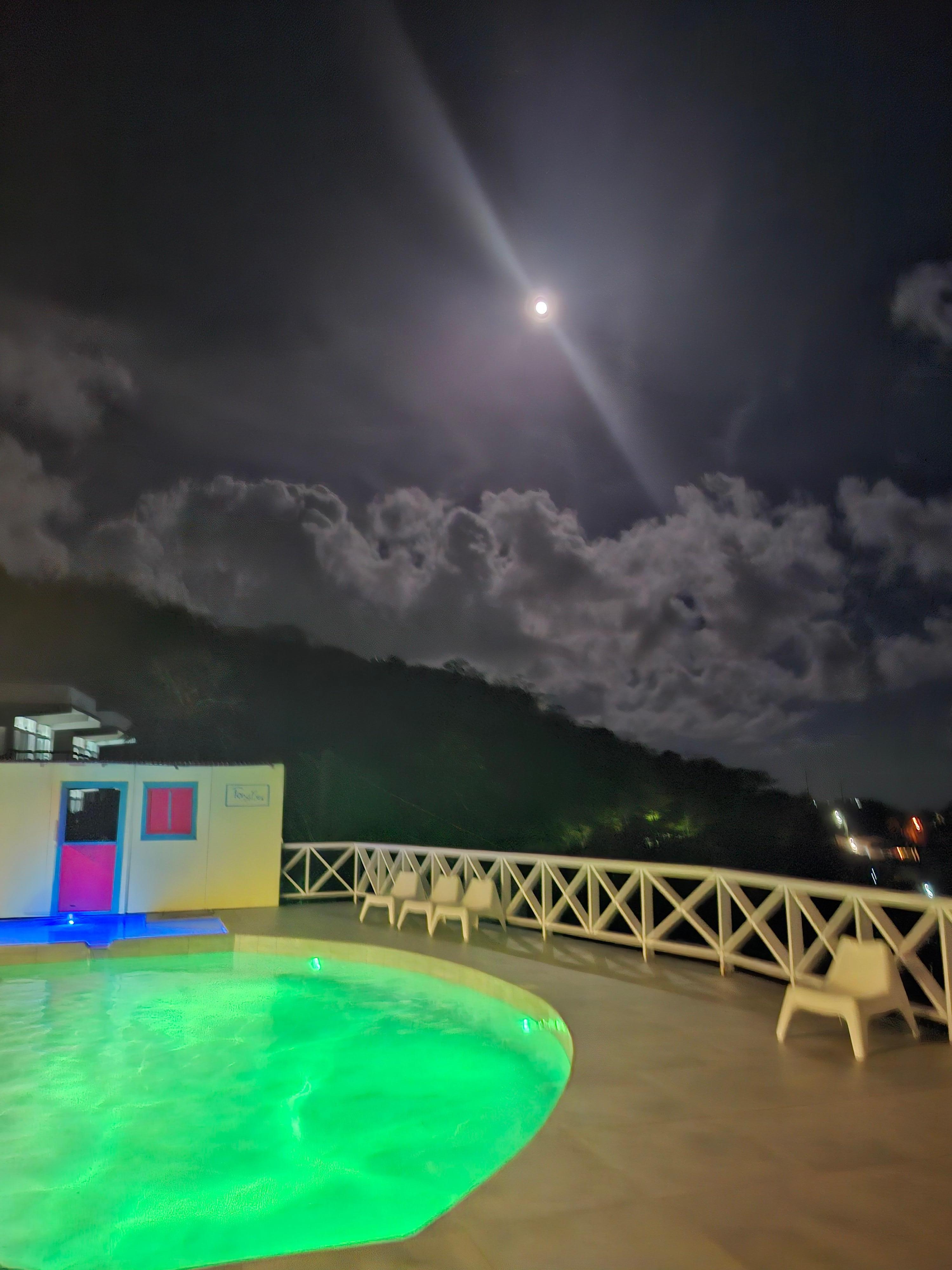 Moon light from pool deck