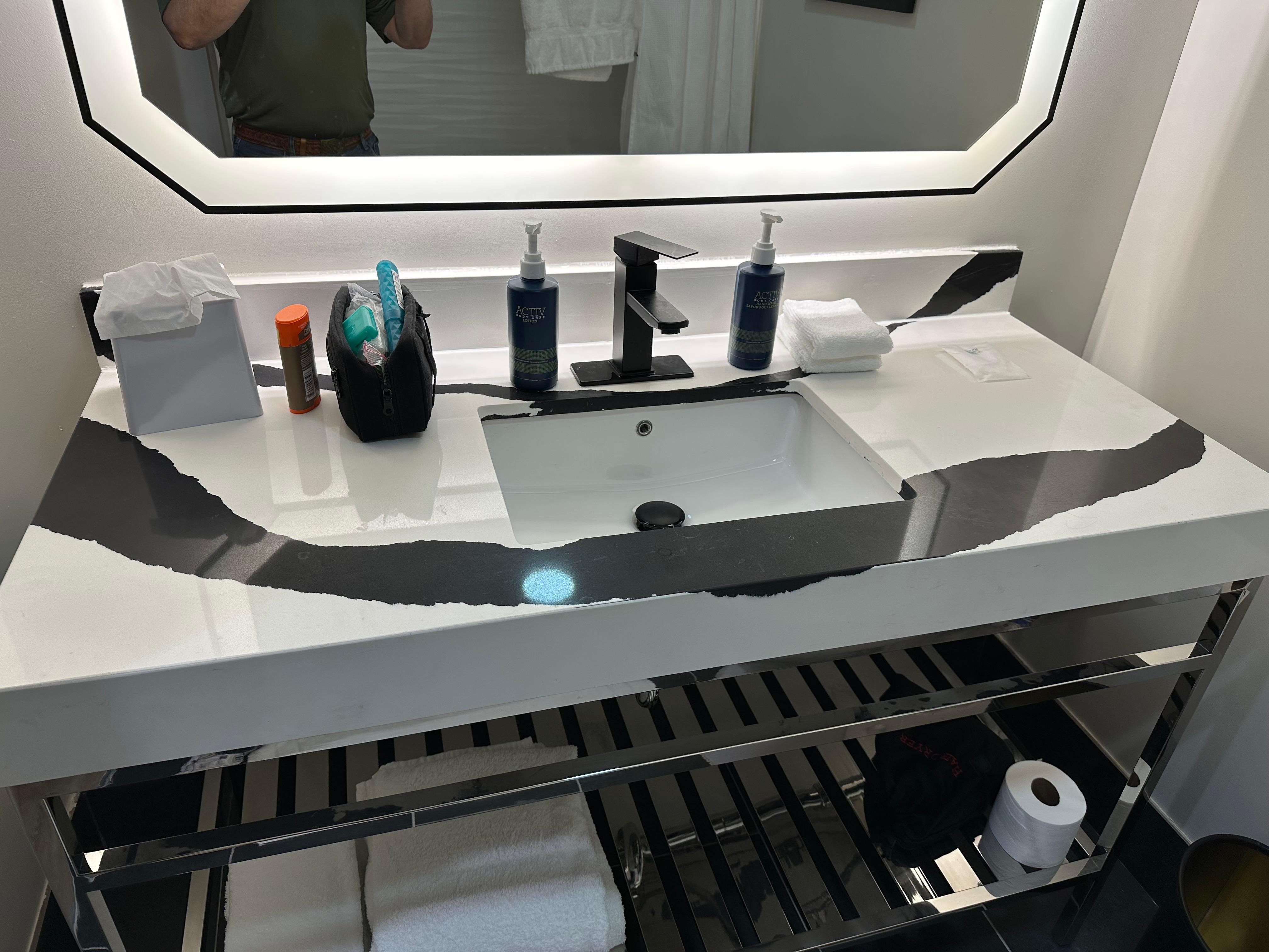 Sink-reminds me of a Holstein cow.