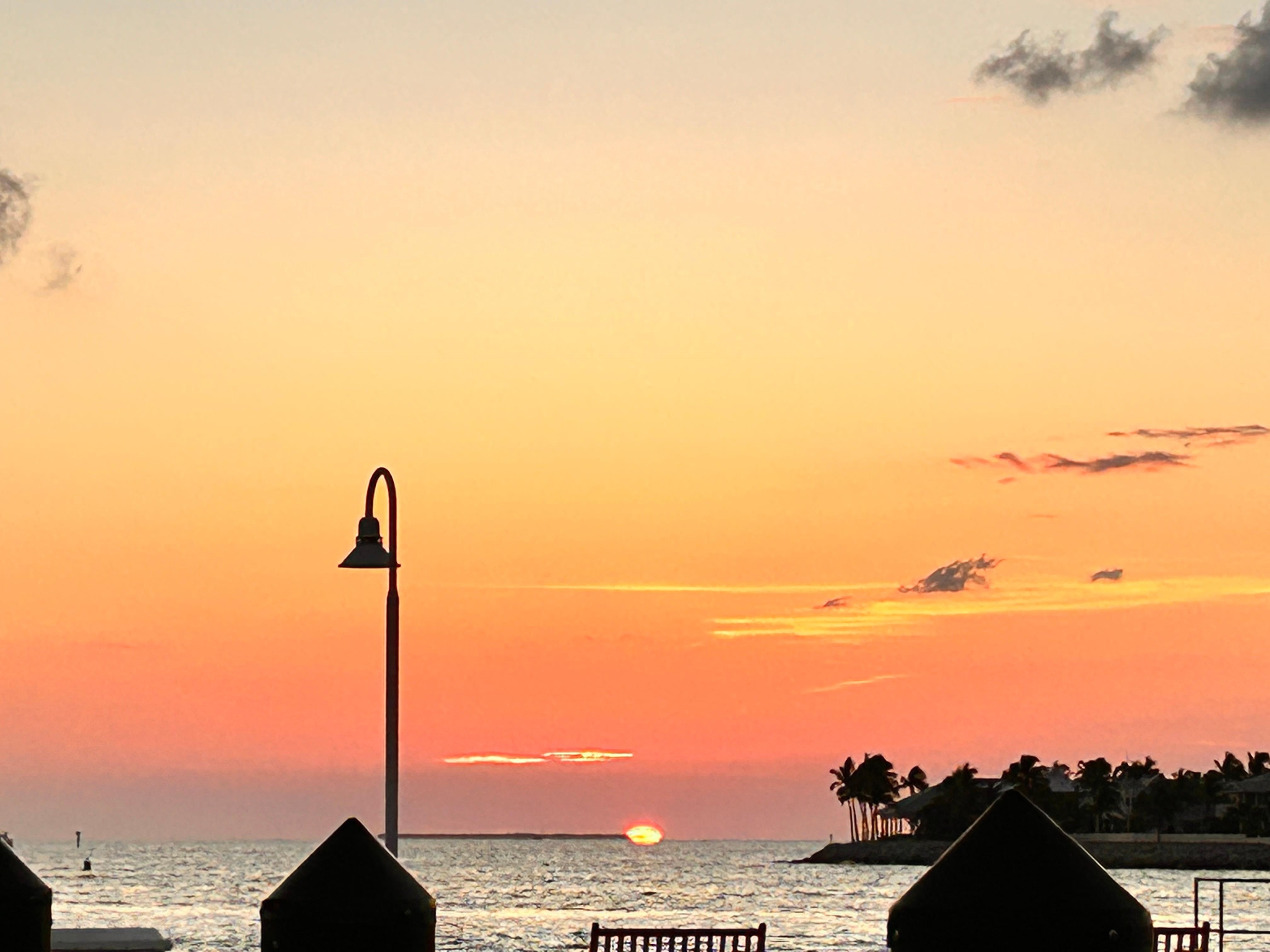 Sunset off the cruise ship pier
