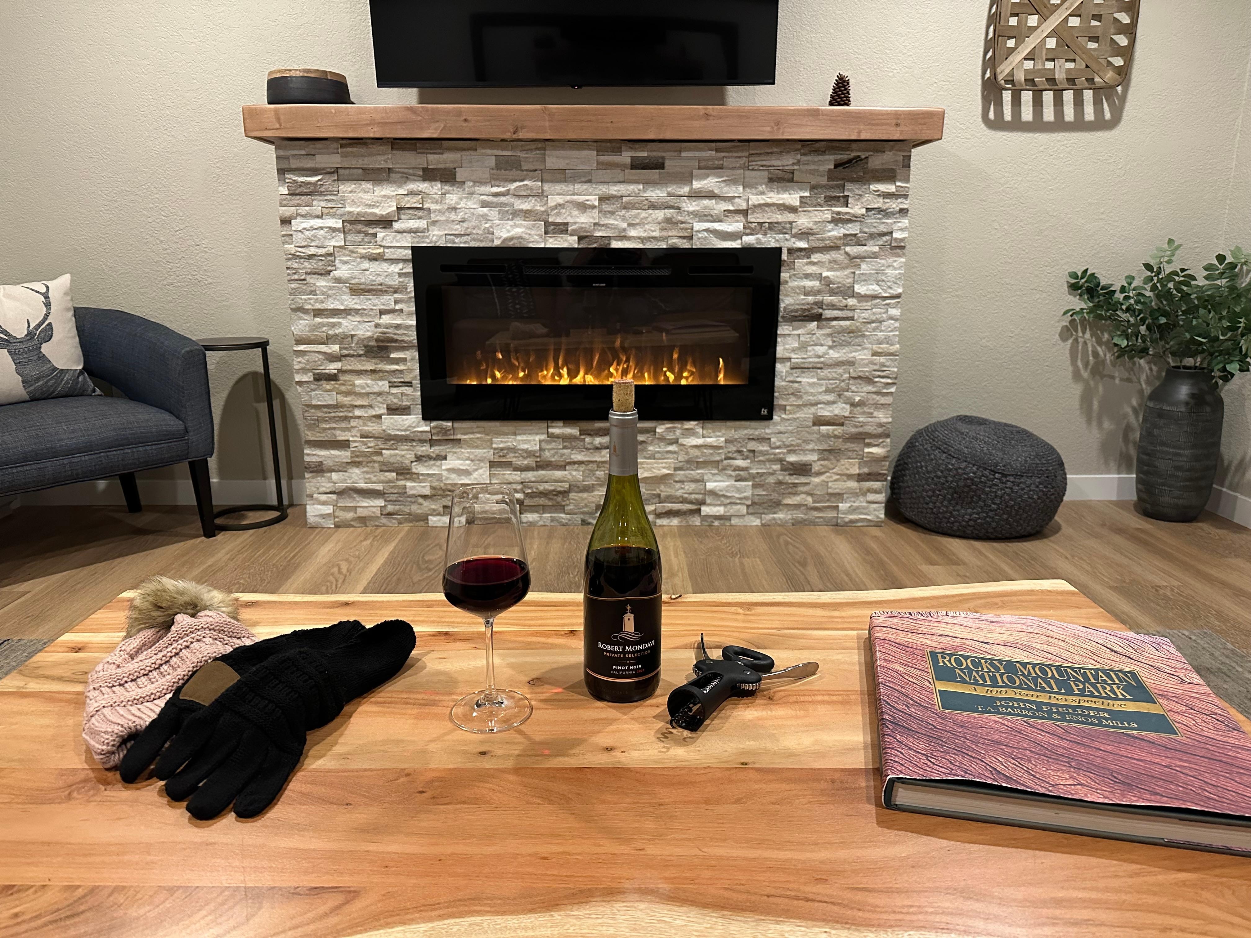 Warming up after a hike.