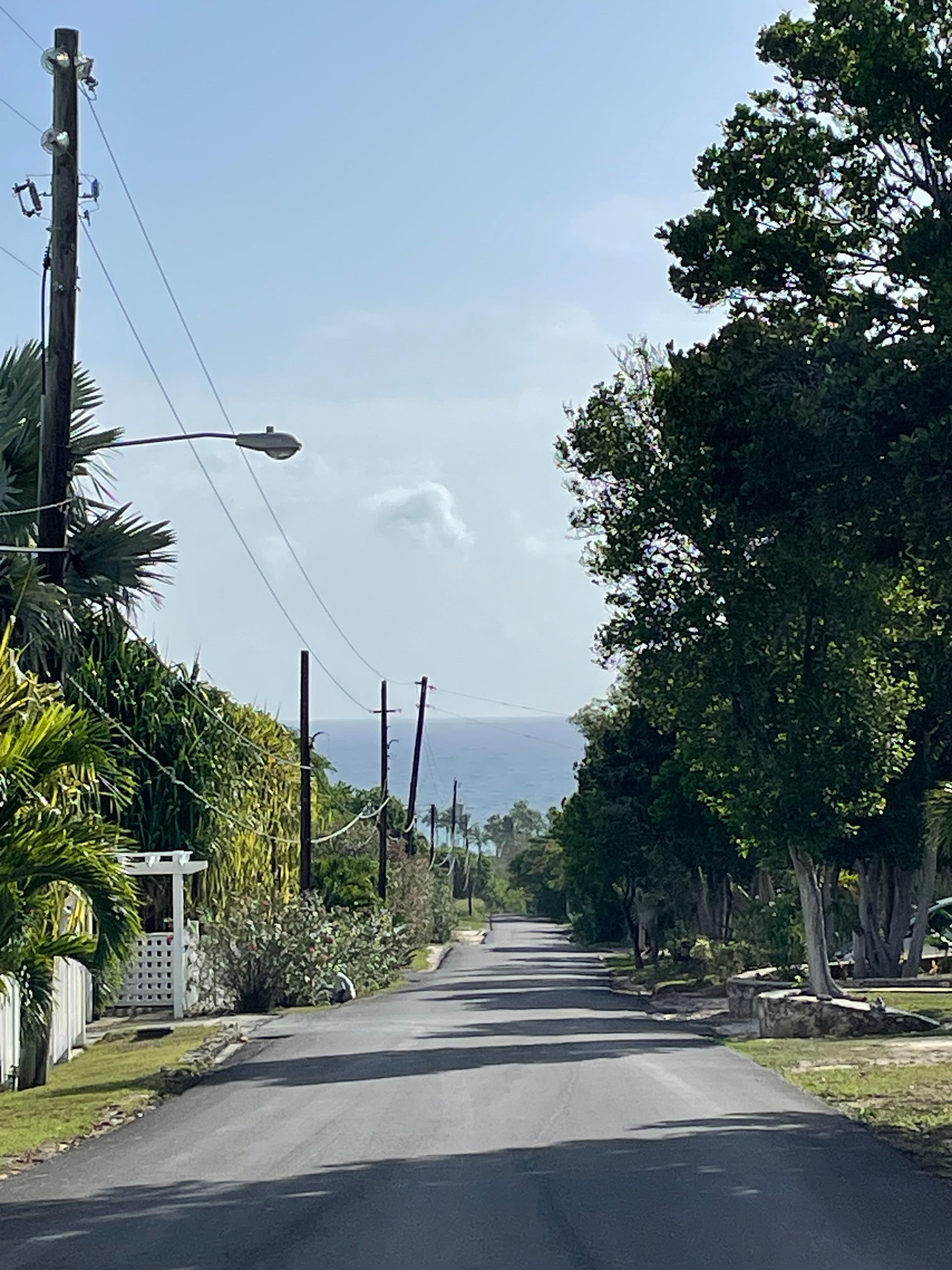 Road in front of Peach House leading down to French Leave Beach