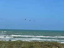 View of beach from deck