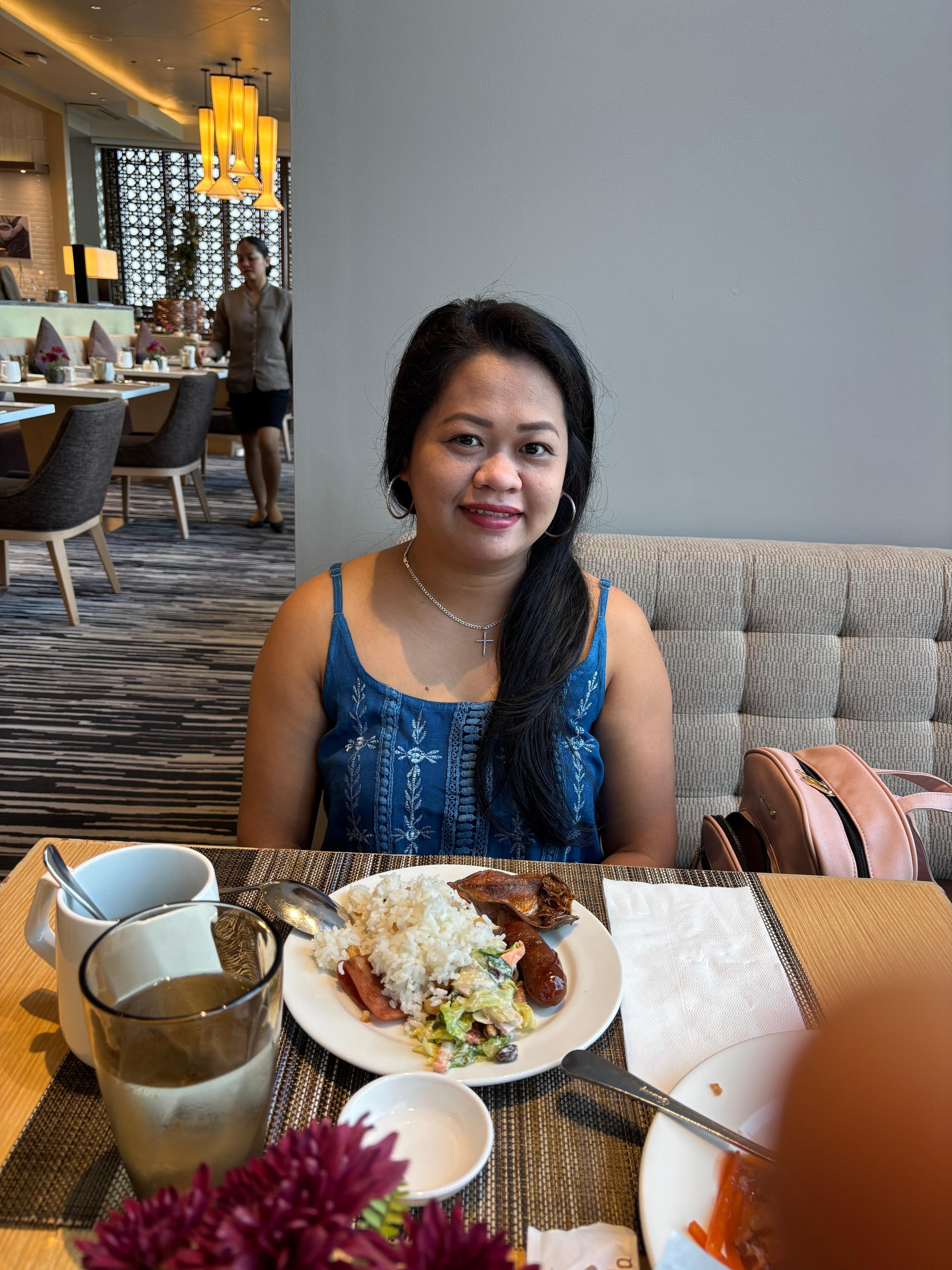 Breakfast with beautiful wife Rowena Franklin