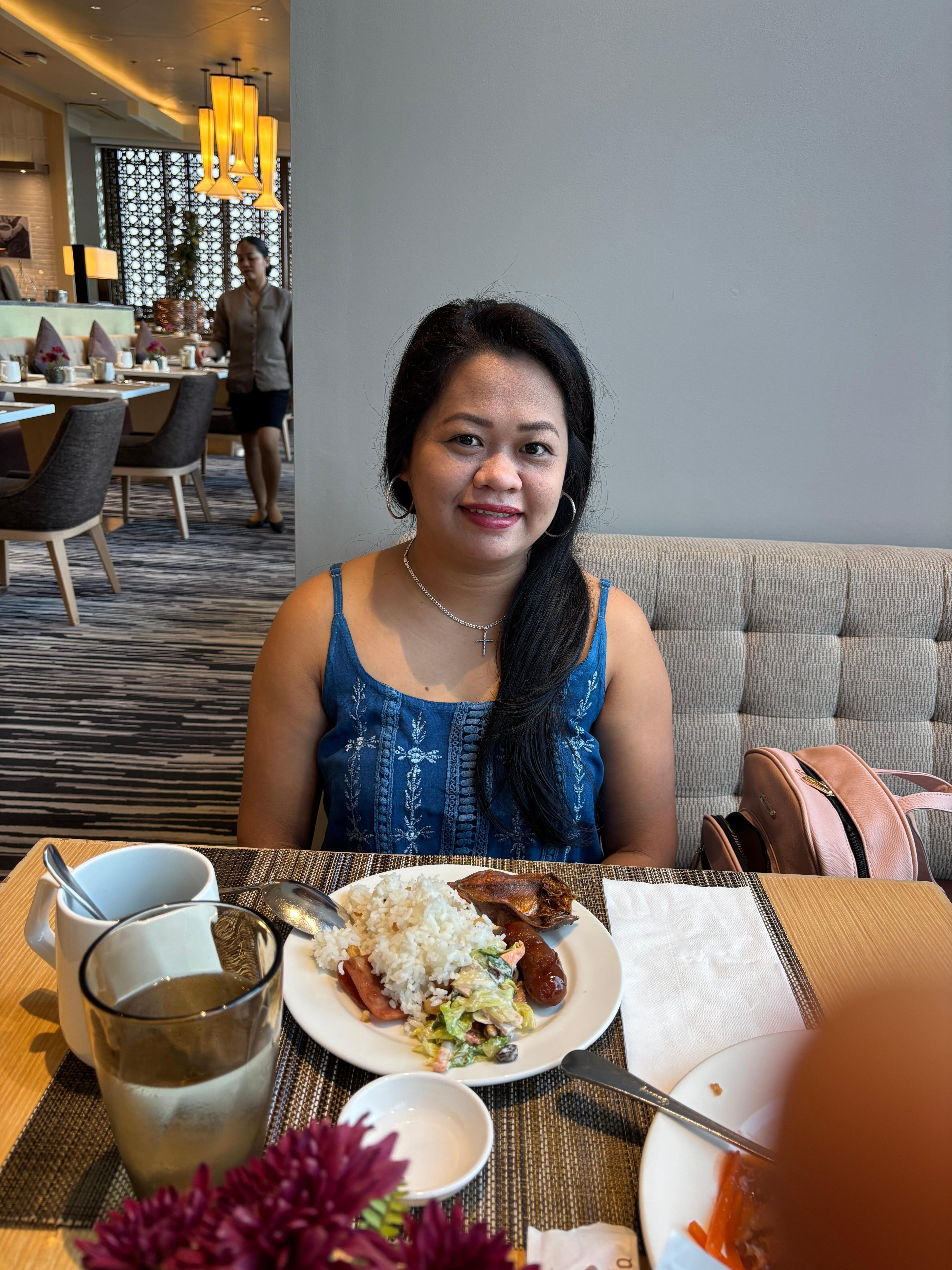 Breakfast with beautiful wife Rowena Franklin