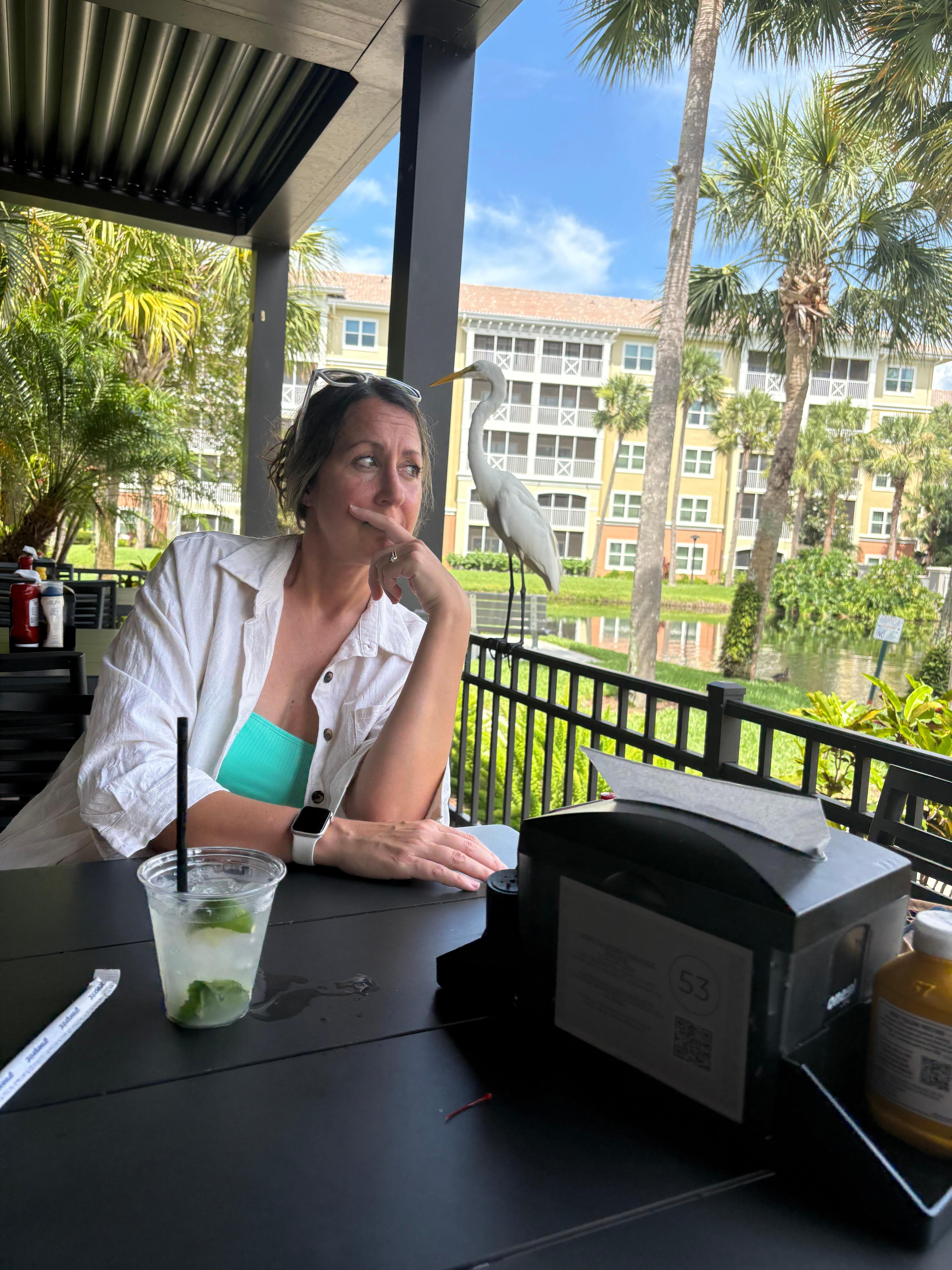 Eating at The Breeze near the pool. 