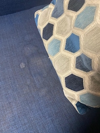 blue chair stained
