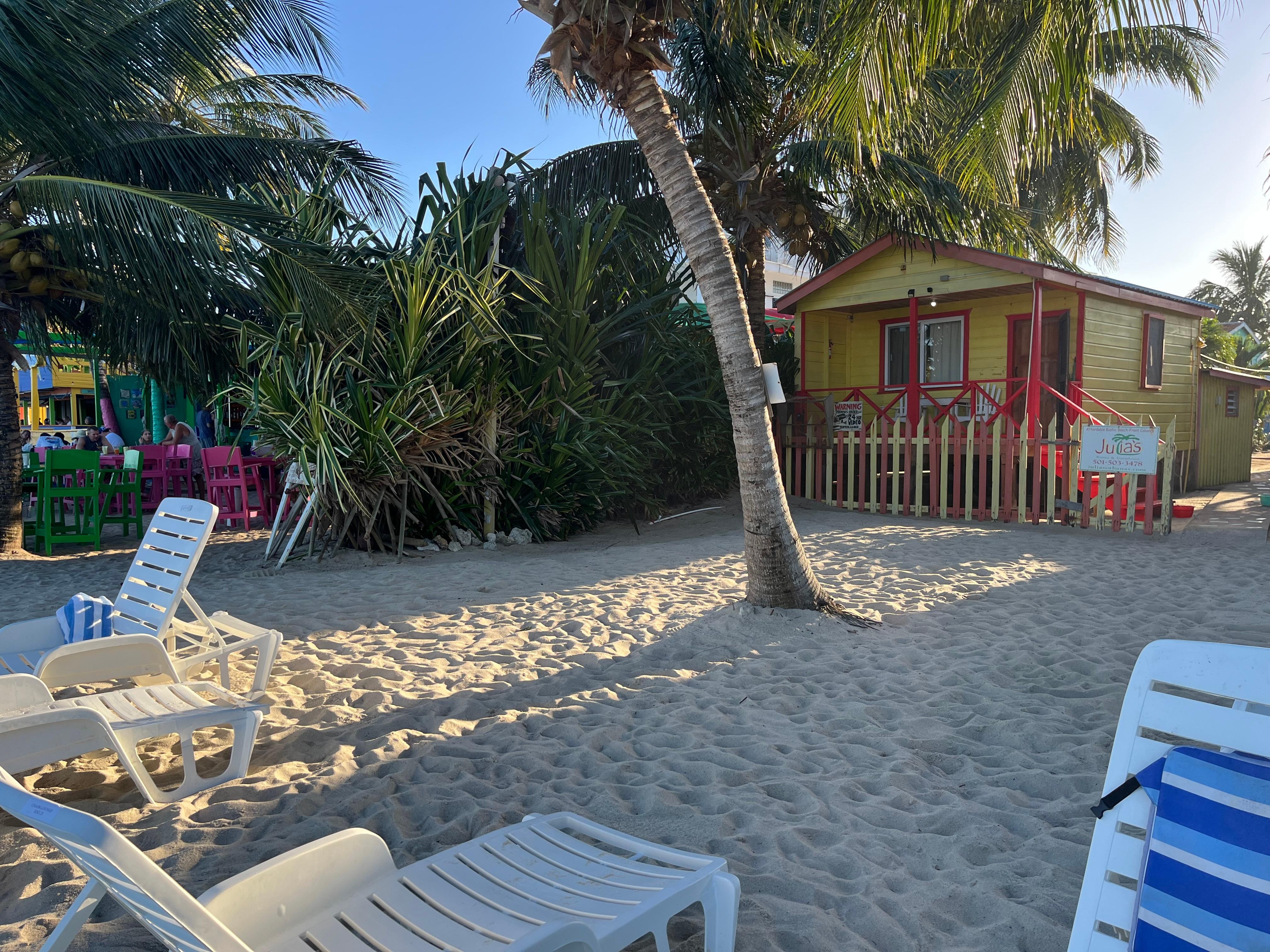 View from the beach of the cabana