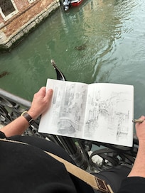 My husband sketching a canal.