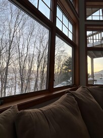 View from the couch in front of the bay windows!