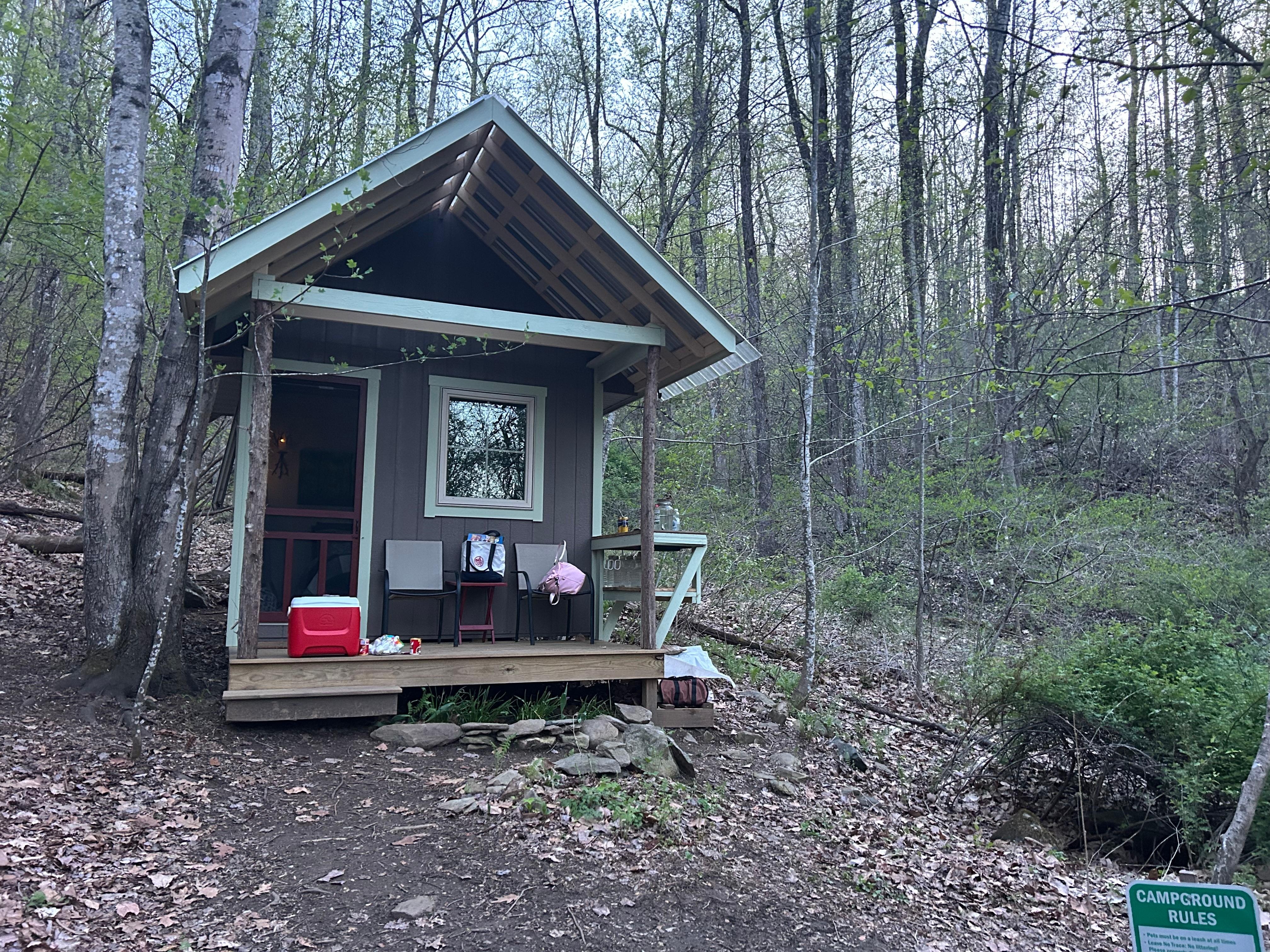 The cabin! Lovely breeze from the screen door. 