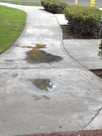 Yellow puddle in walkway