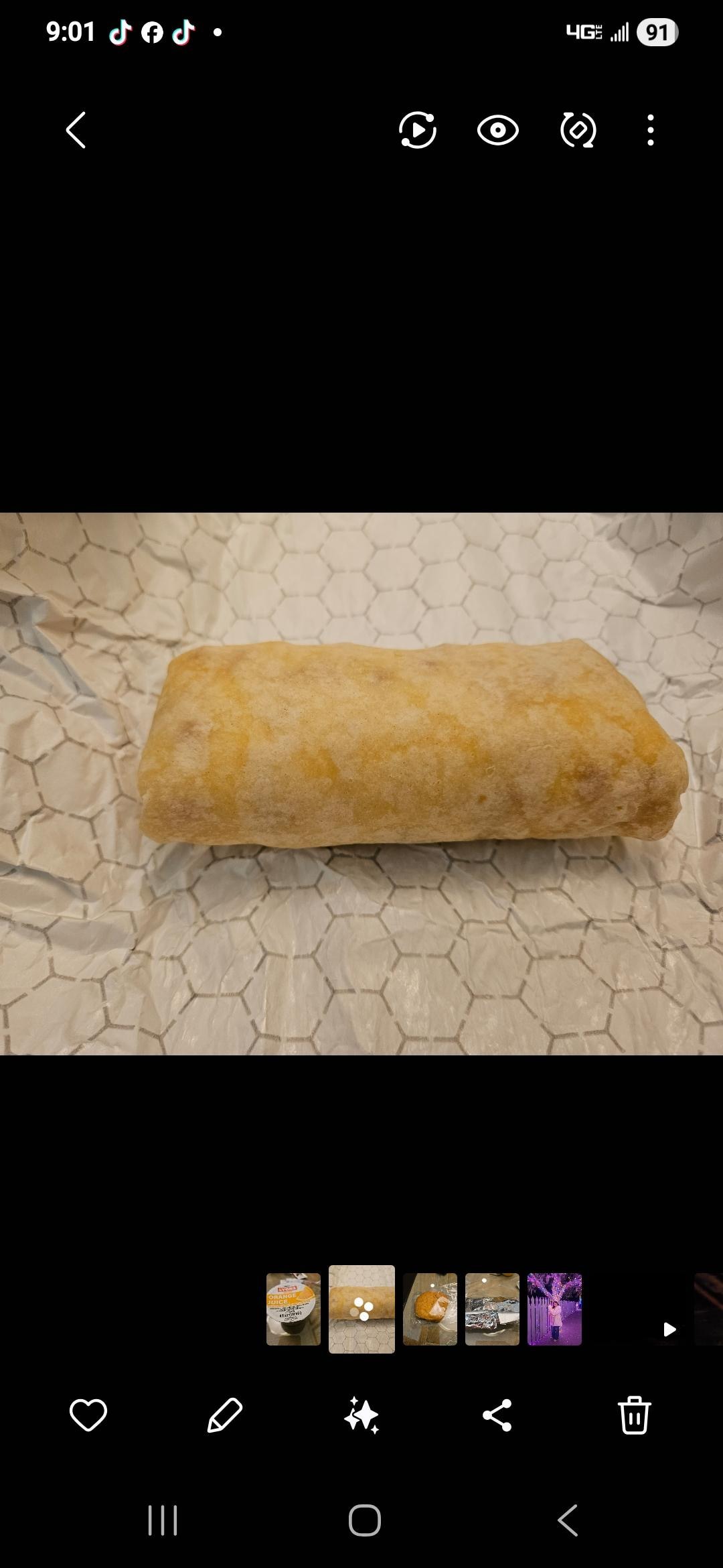 The made to order breakfast burrito 