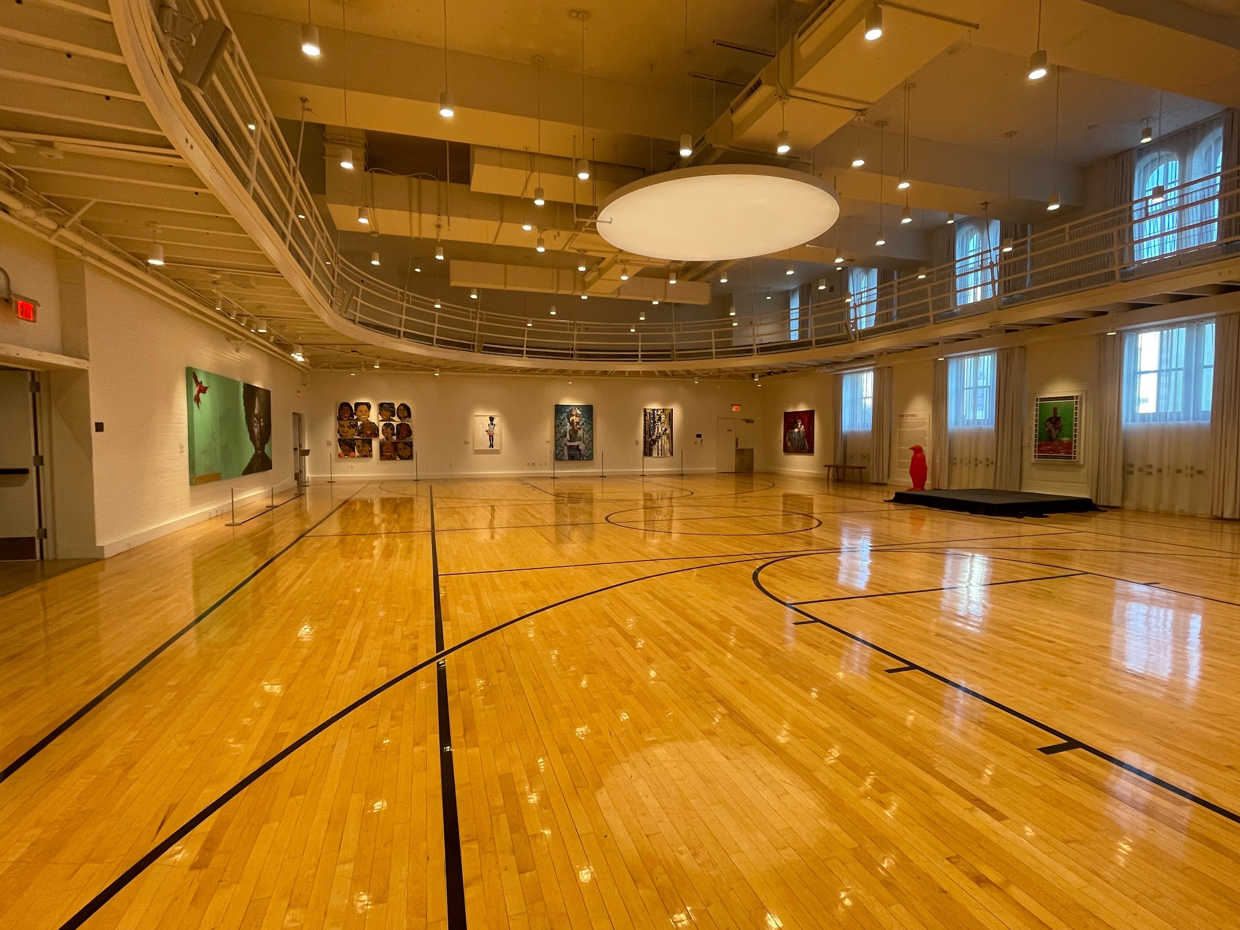 Art gallery at the hotel that used to be a full size basketball court 