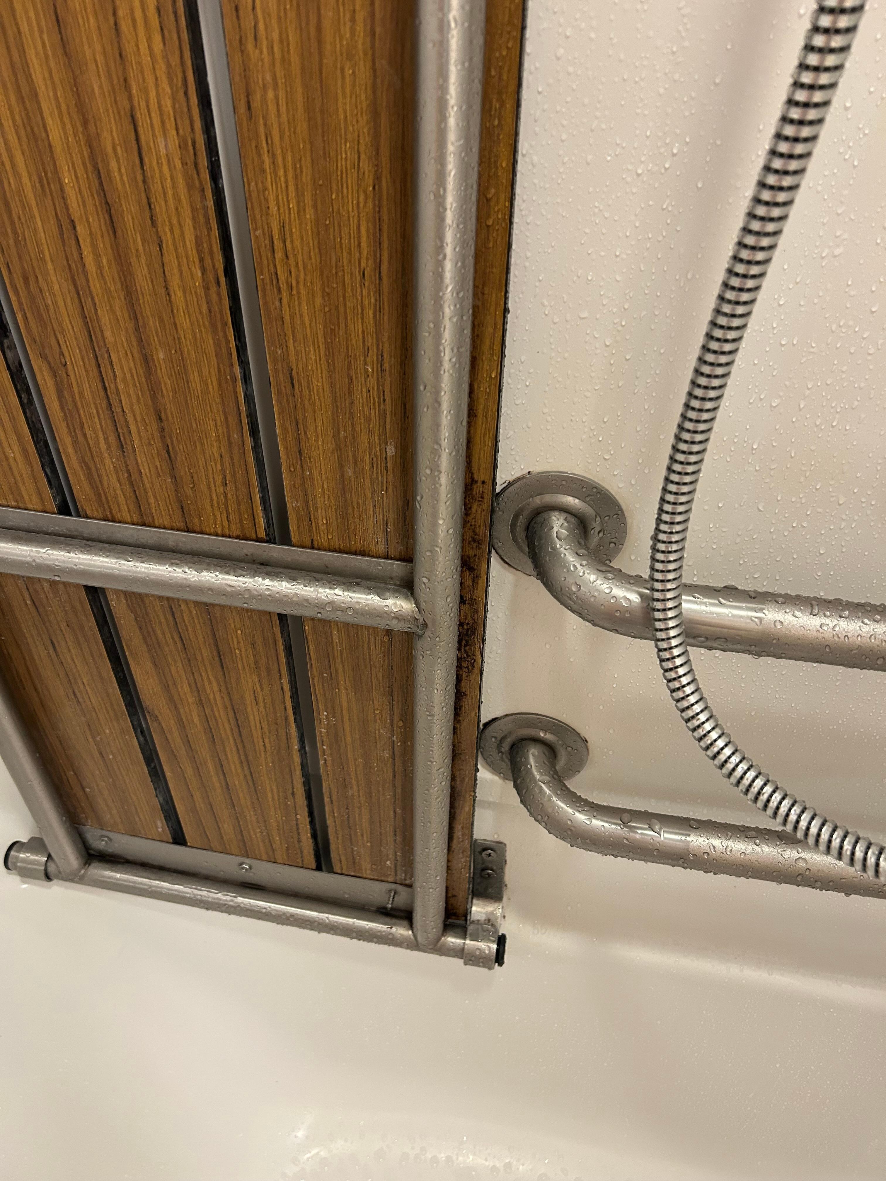 Mold on pull down seat in bathtub 