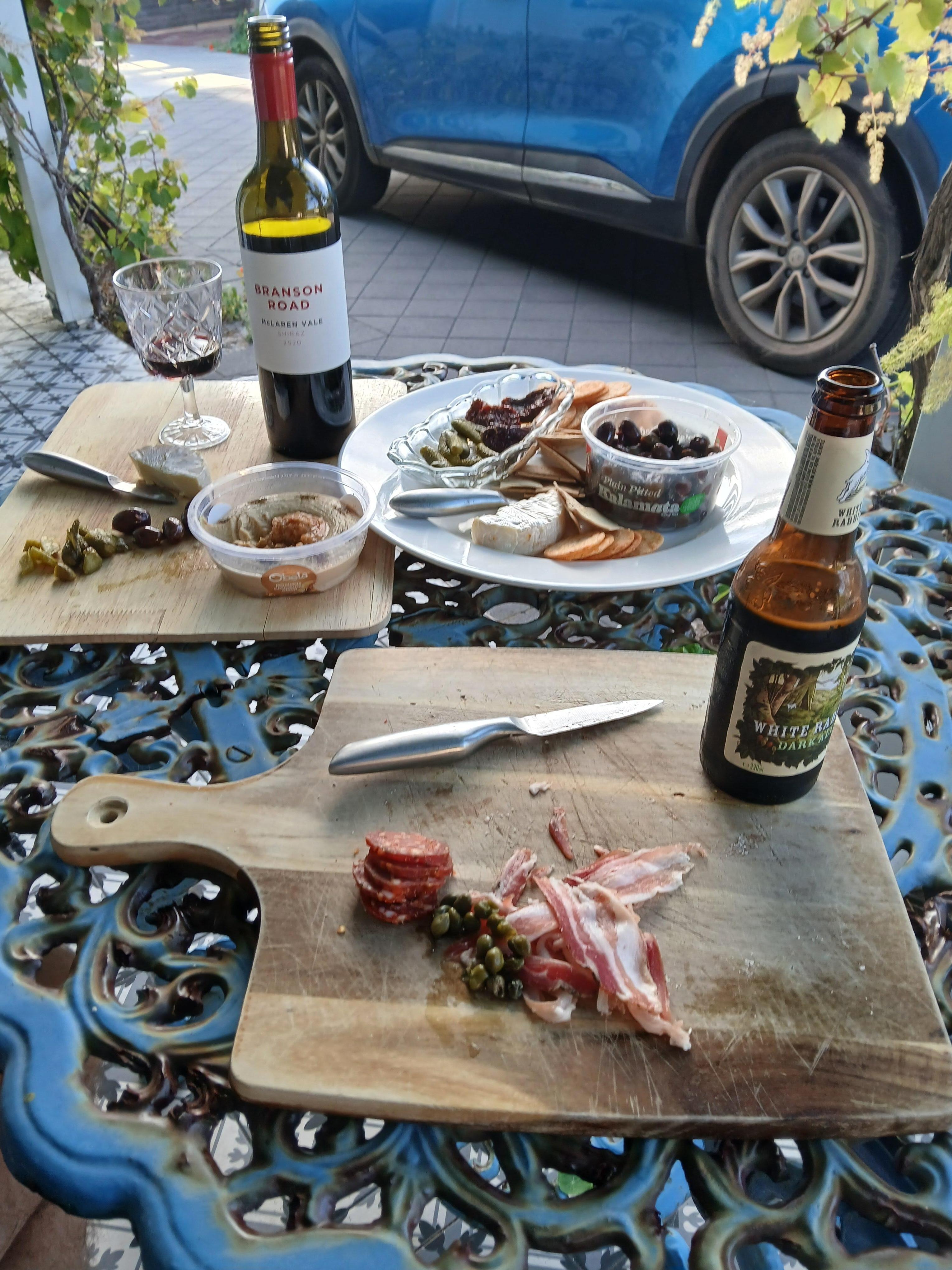 Antipasto on the verandah with a lovely bottle of wine complimentary  of Ivy House.