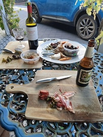 Antipasto on the verandah with a lovely bottle of wine complimentary of Ivy House.
