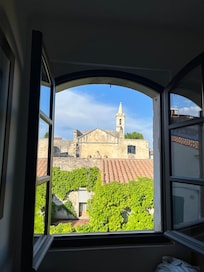 Beautiful view from open window in living room area.