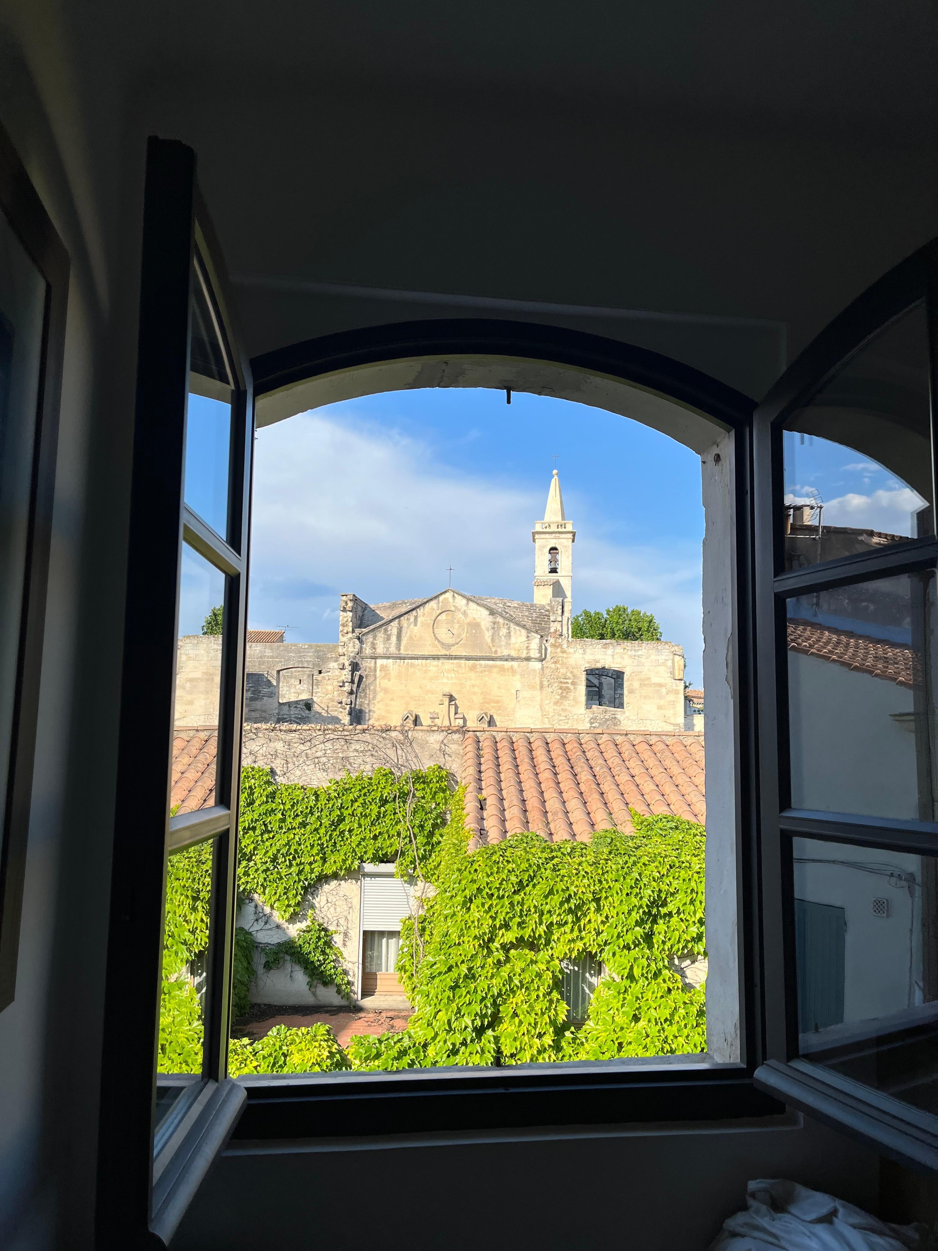 Beautiful view from open window in living room area.