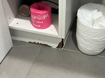 Damaged bathroom sink trim