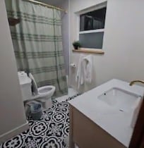 Master bathroom(2 doors one opens to the bedroom and the other opens to the dining/kitchen area)
