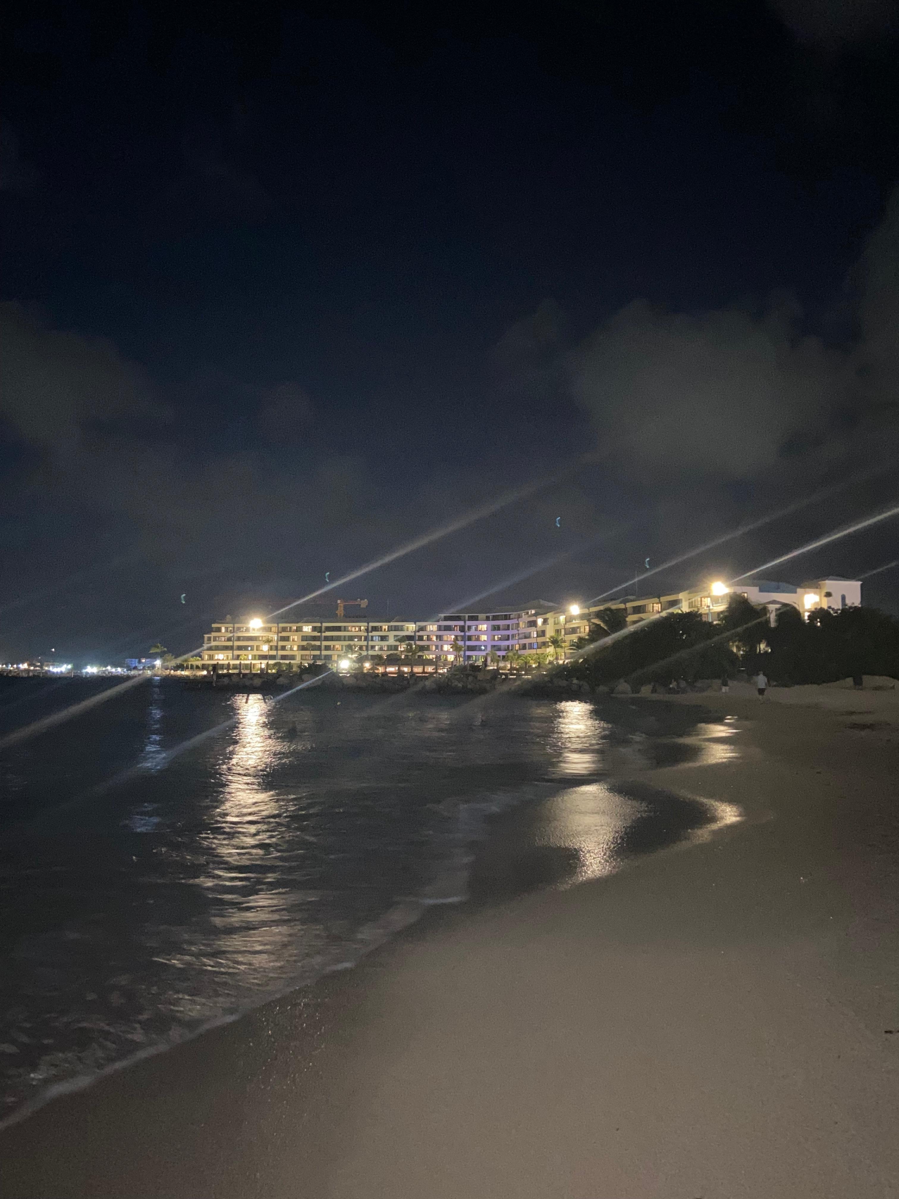 Nighttime walk in the beach. 