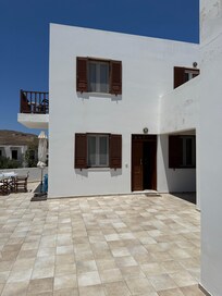 Front door and balconies.