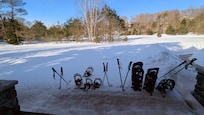 Snowshoes that were just used to travel the Echo Valley Trails