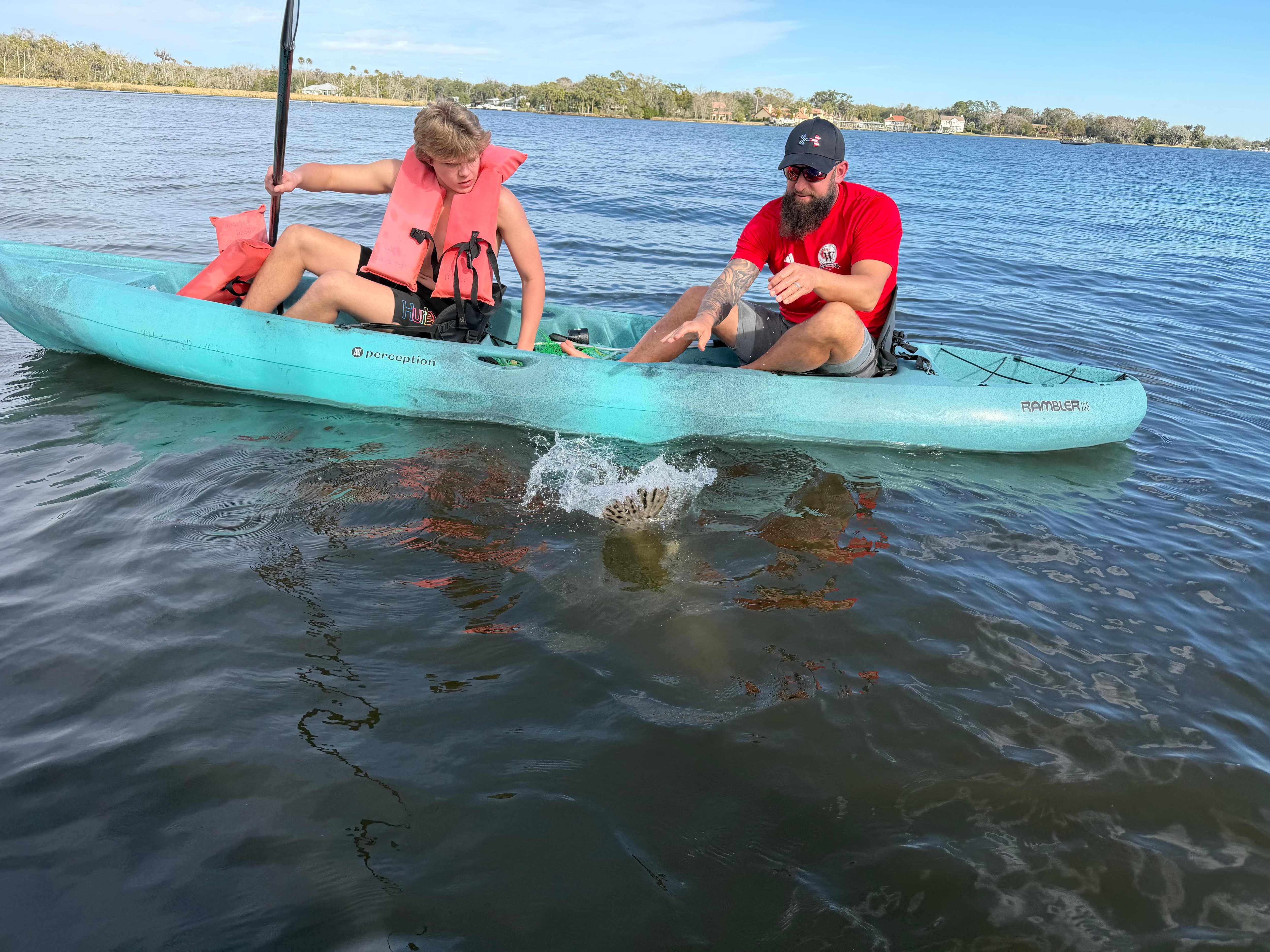 Fishing in the kayaks