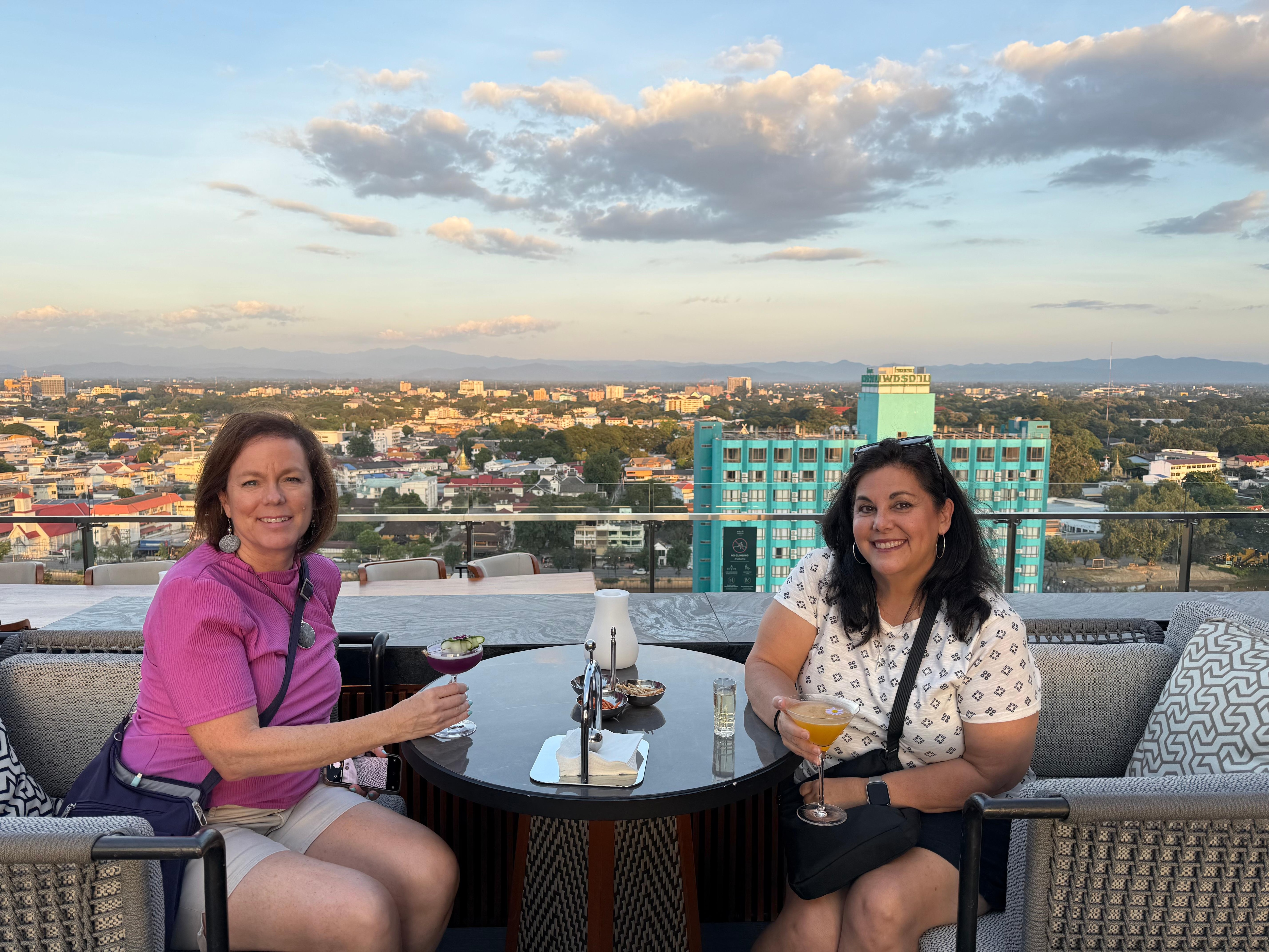 Cocktails on the rooftop bar