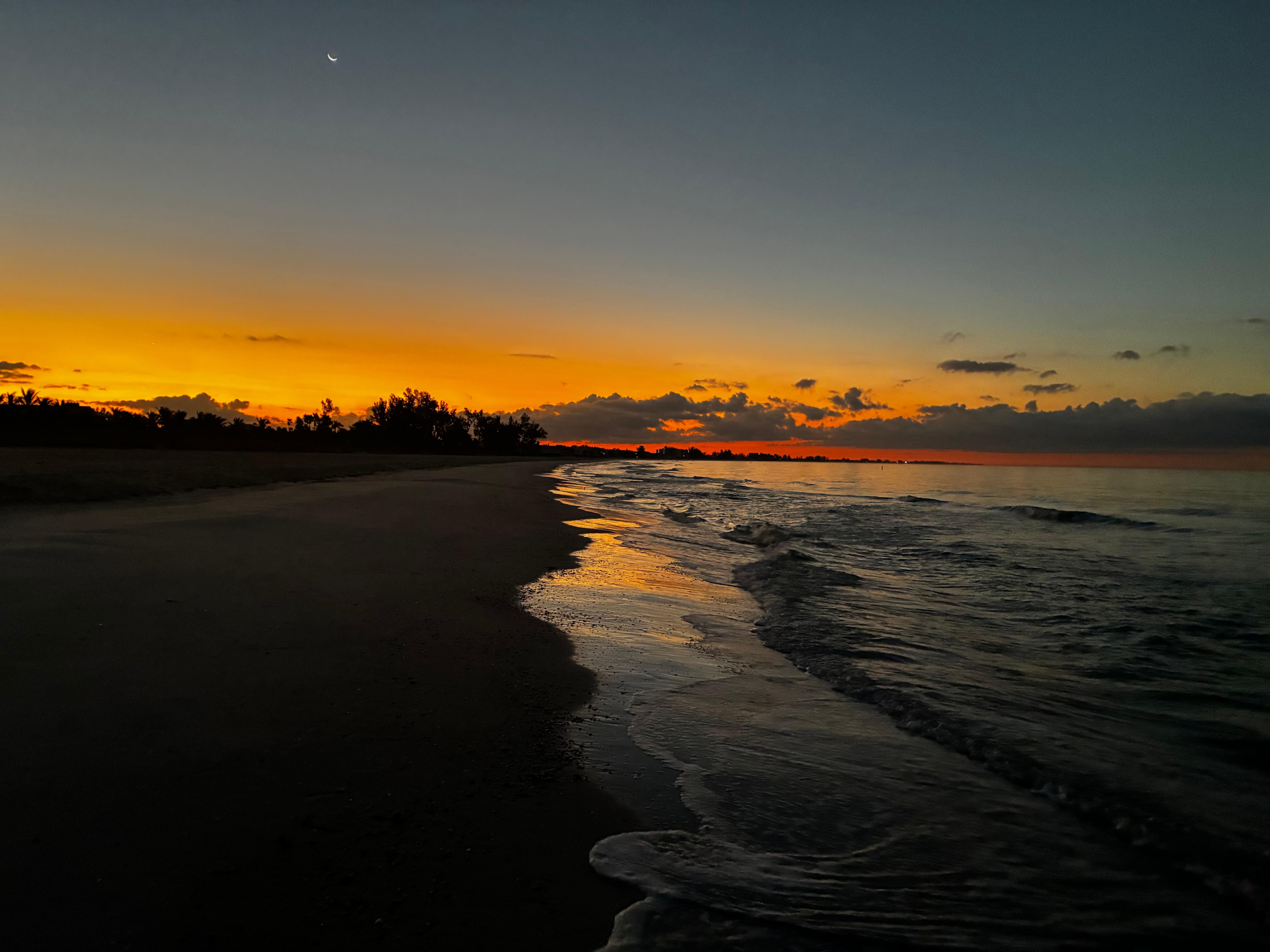 Peaceful morning sunrise walks on the beach