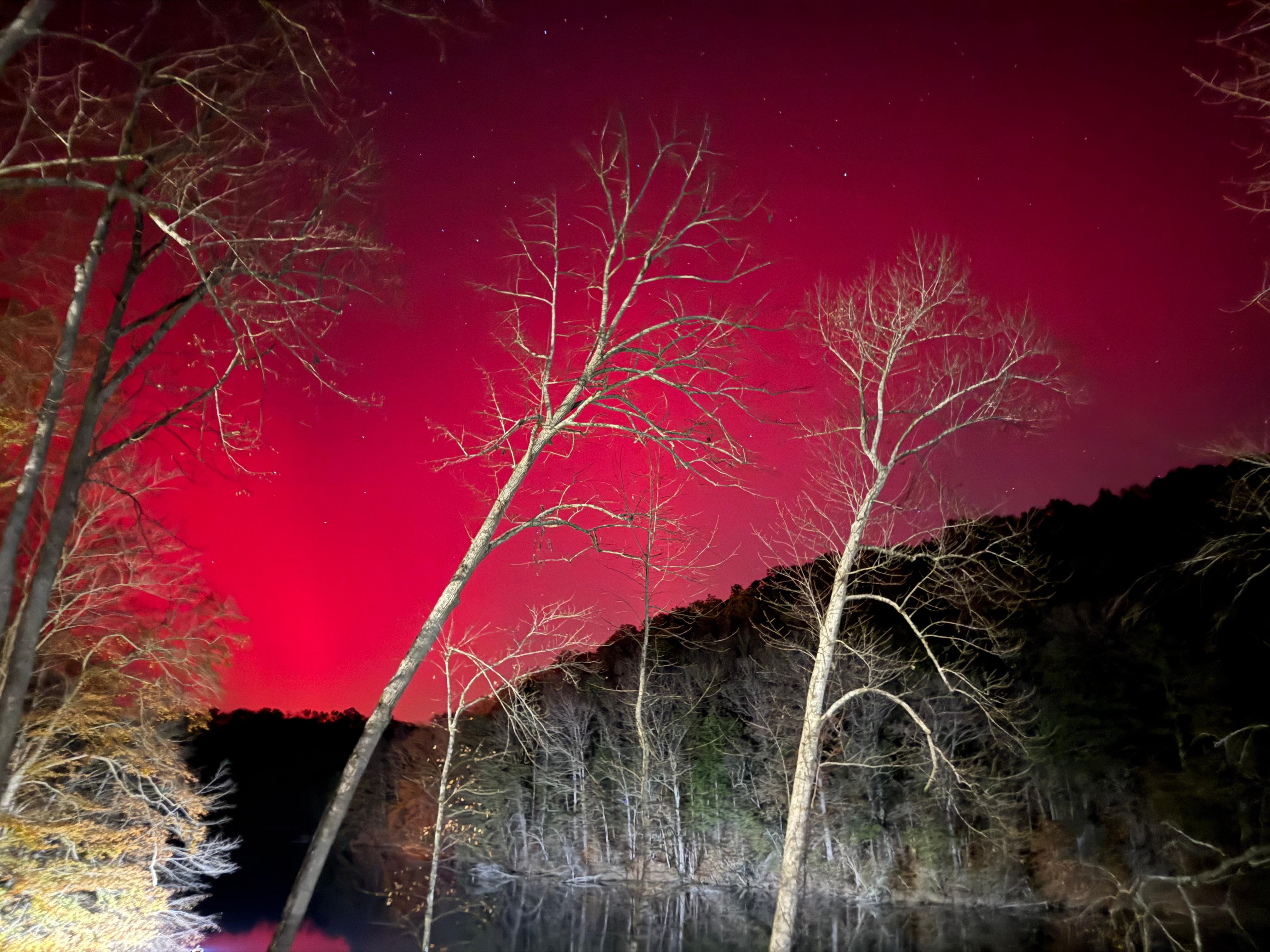 This photo was taken from the dock during the aurora borealis in November 2025