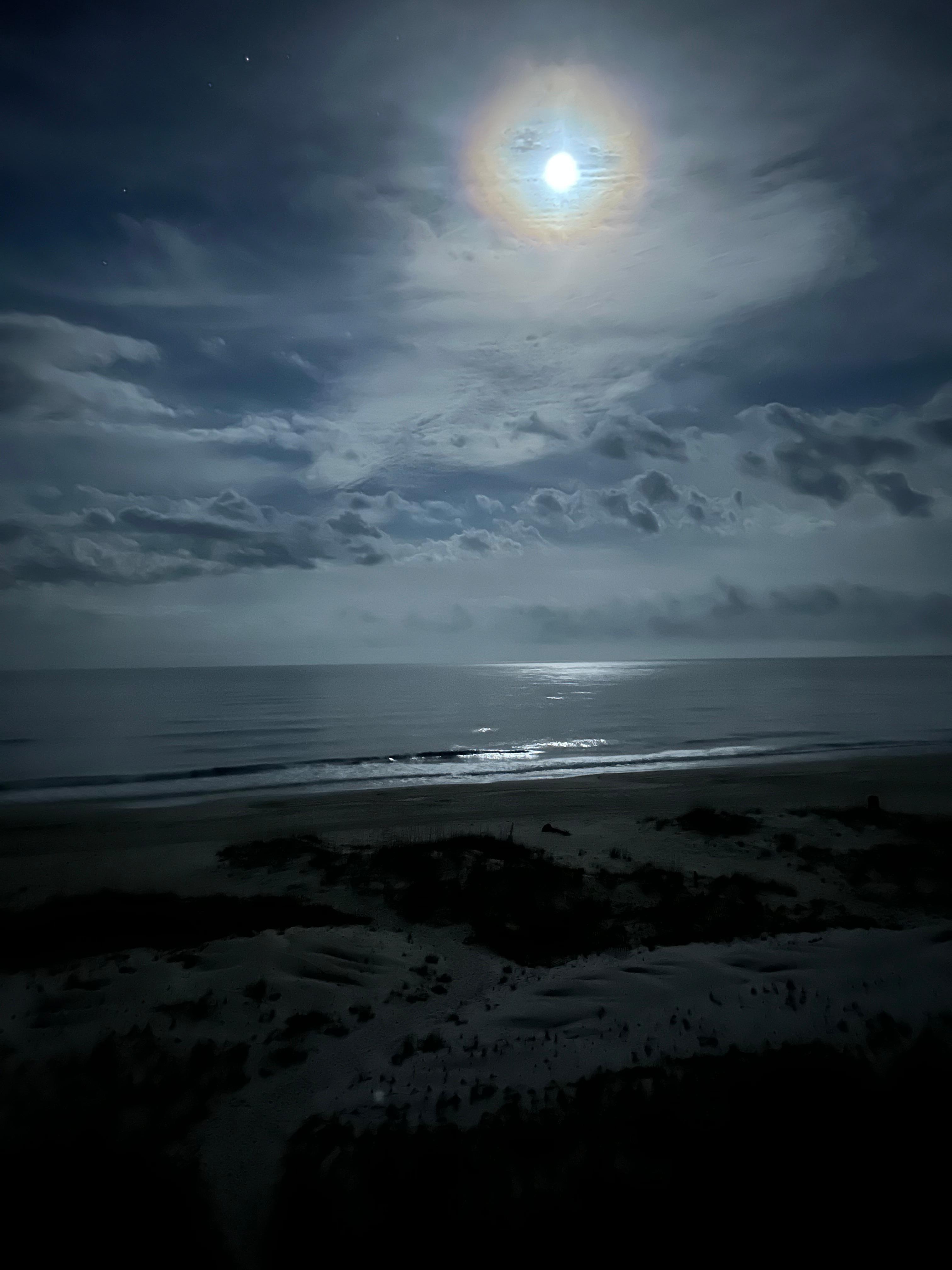 Moon over ocean from 4th floor deck. 