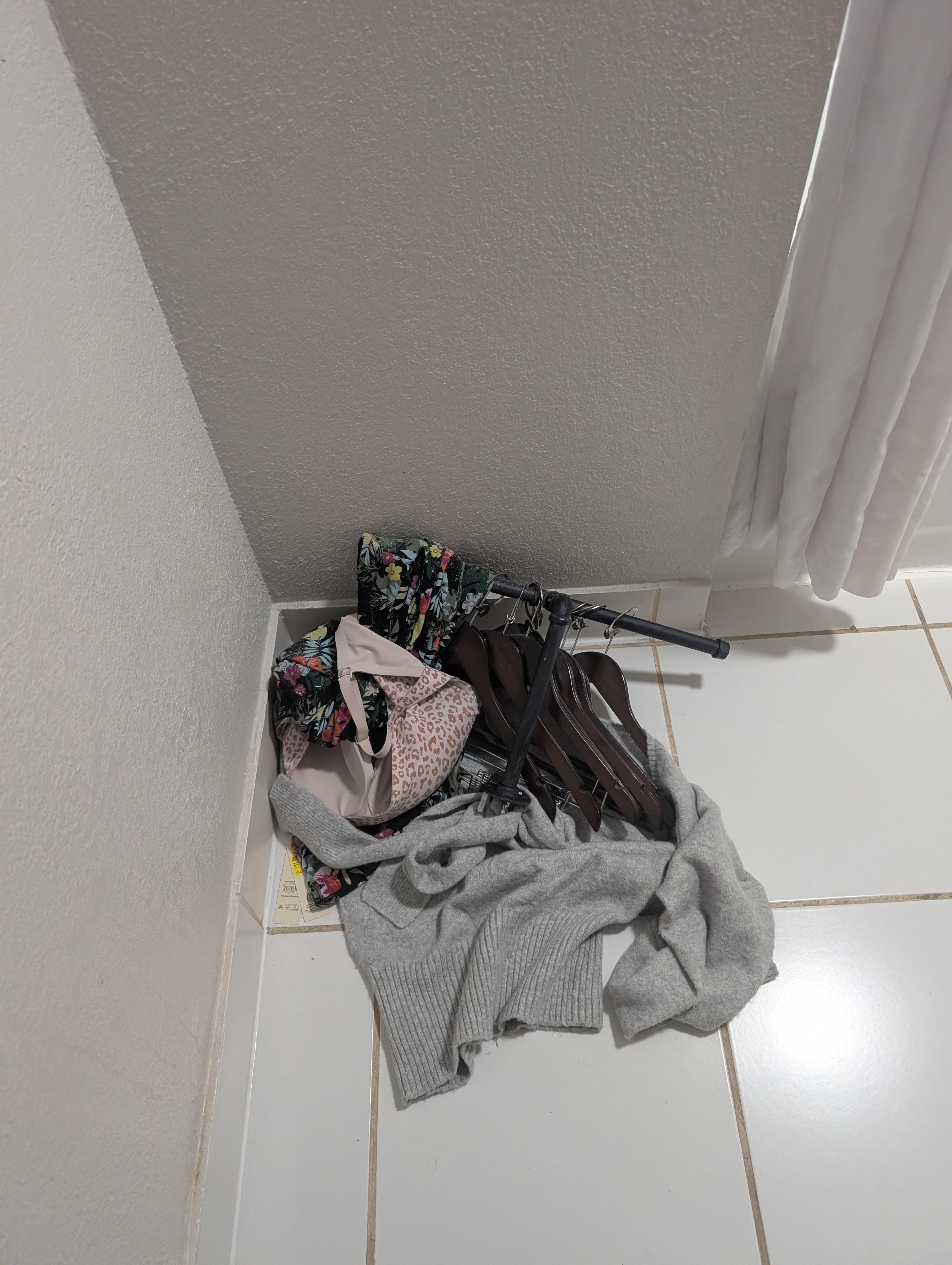 Middle of the night, clothing rack fell from the wall. I didn't even have very much hanging up