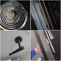 Stove was used and unclean. The toilet paper holder was broken and a face on the dresser was broken off.