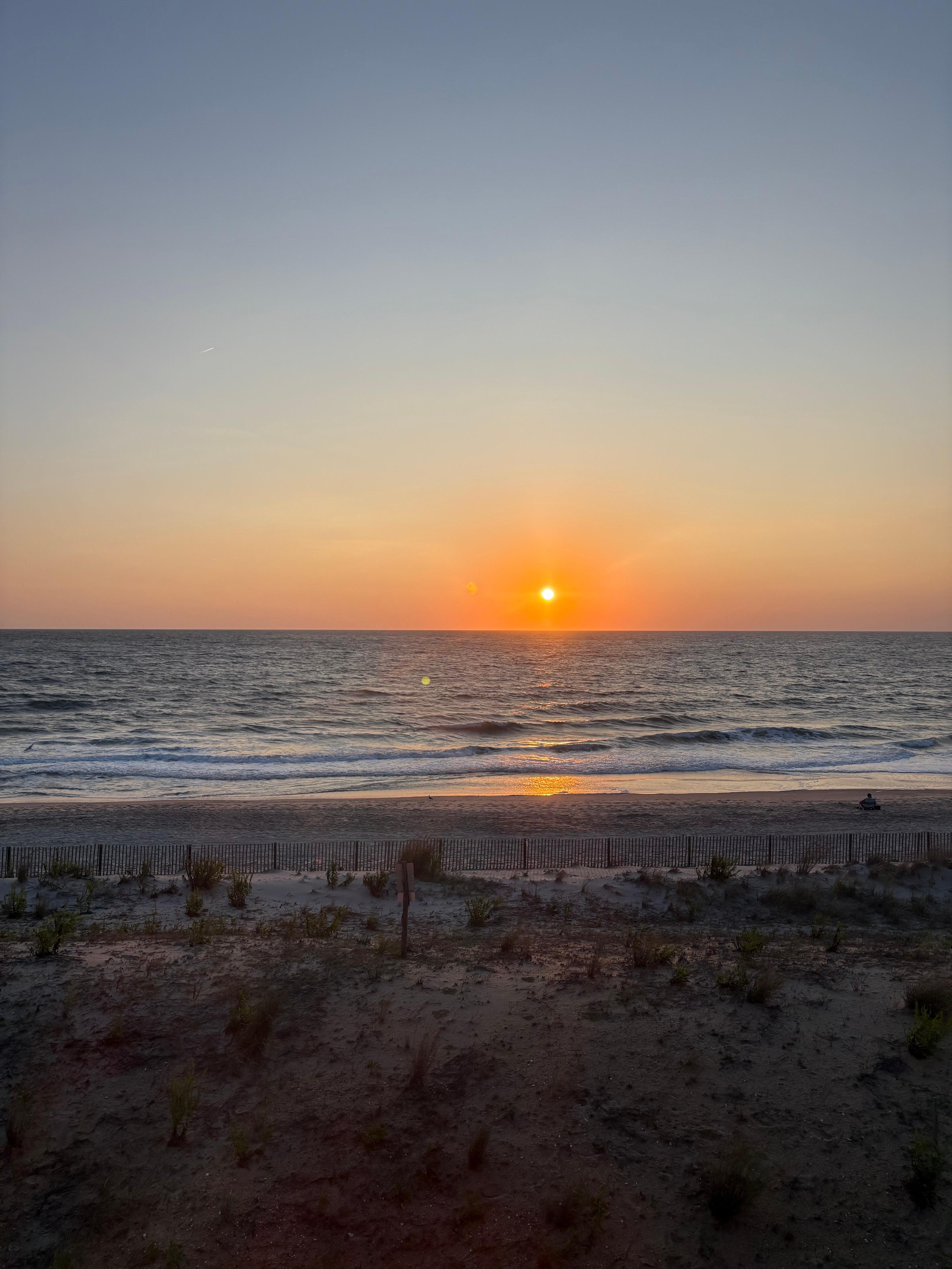 Sunrise Saturday morning from our ocean front room. Great view!